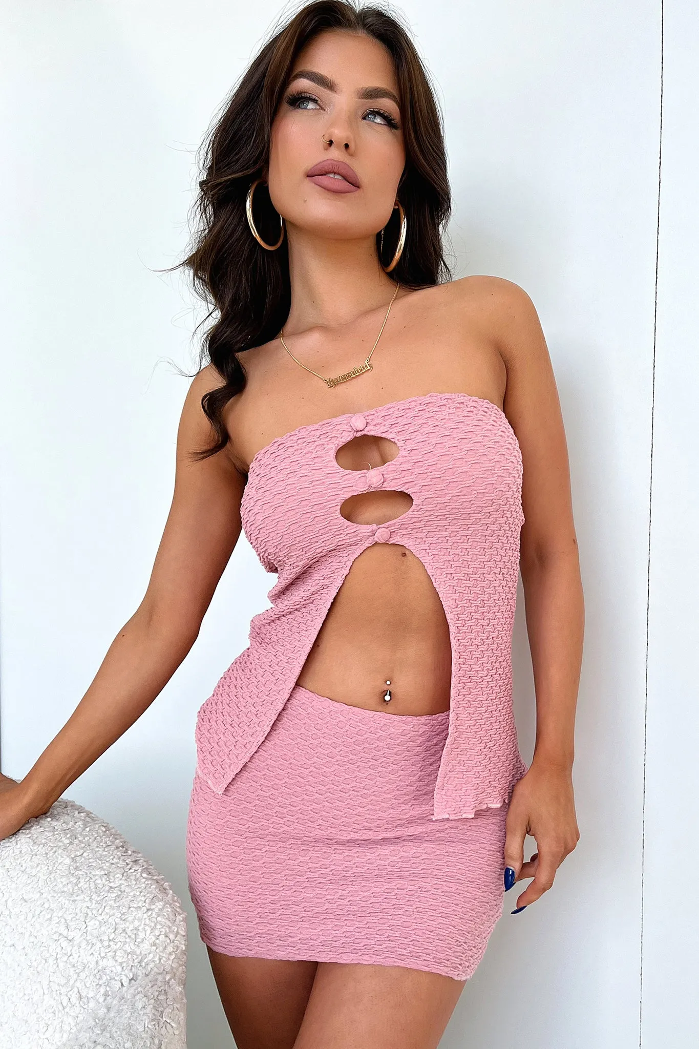 YarnBlend Aleah Strapless Top - Pink