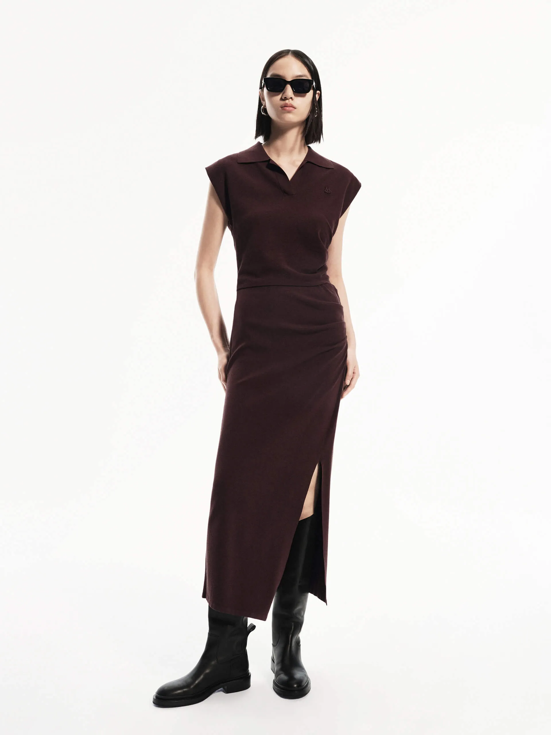 Timeless silhouette for all occasions Polo Collar Fitted Dress Set