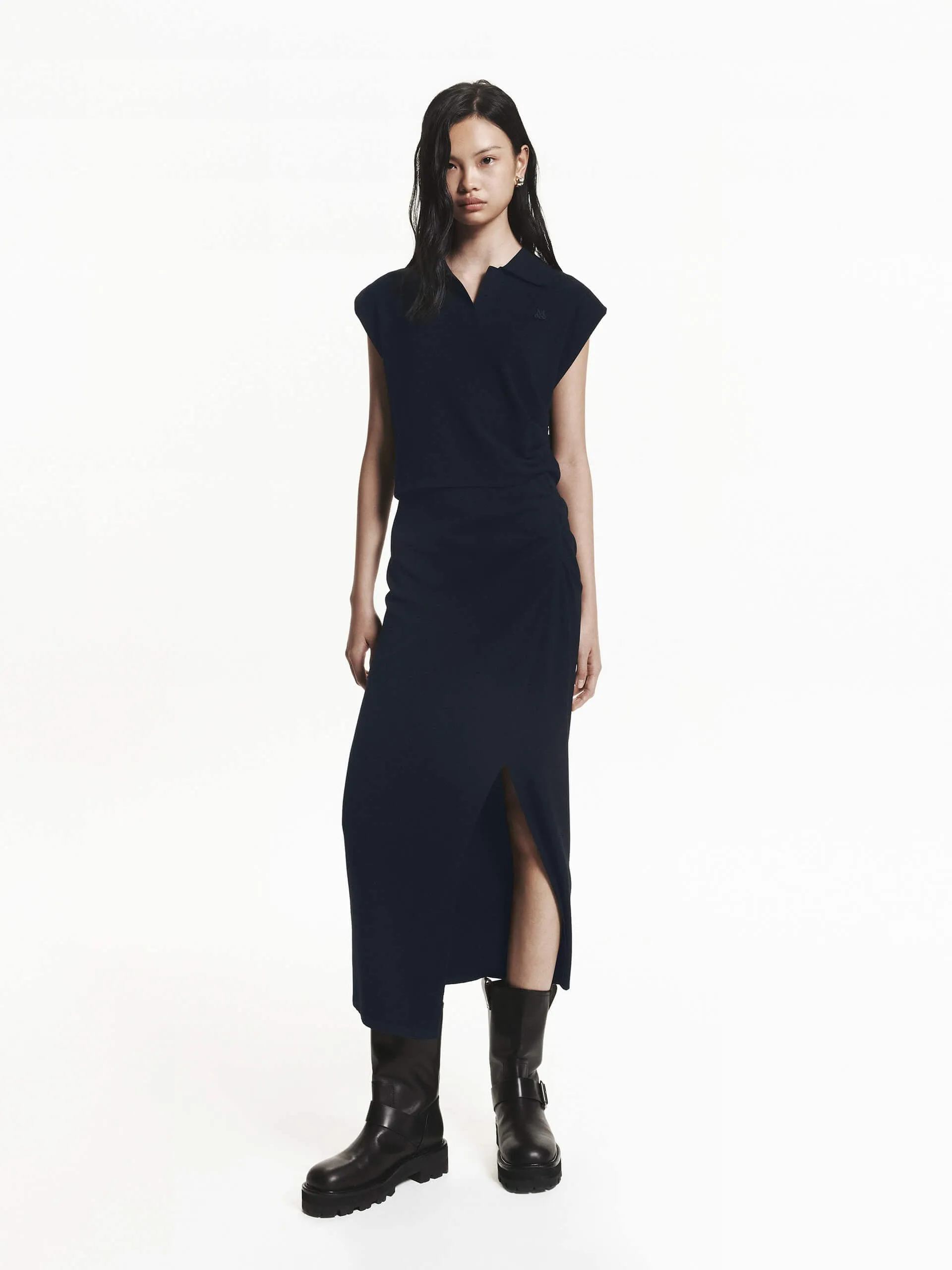 Polo Collar Fitted Dress Set Palace View Film Night