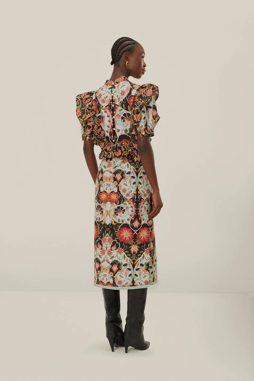 City Prep Blue Flowing Beauty Short Sleeve Midi Dress