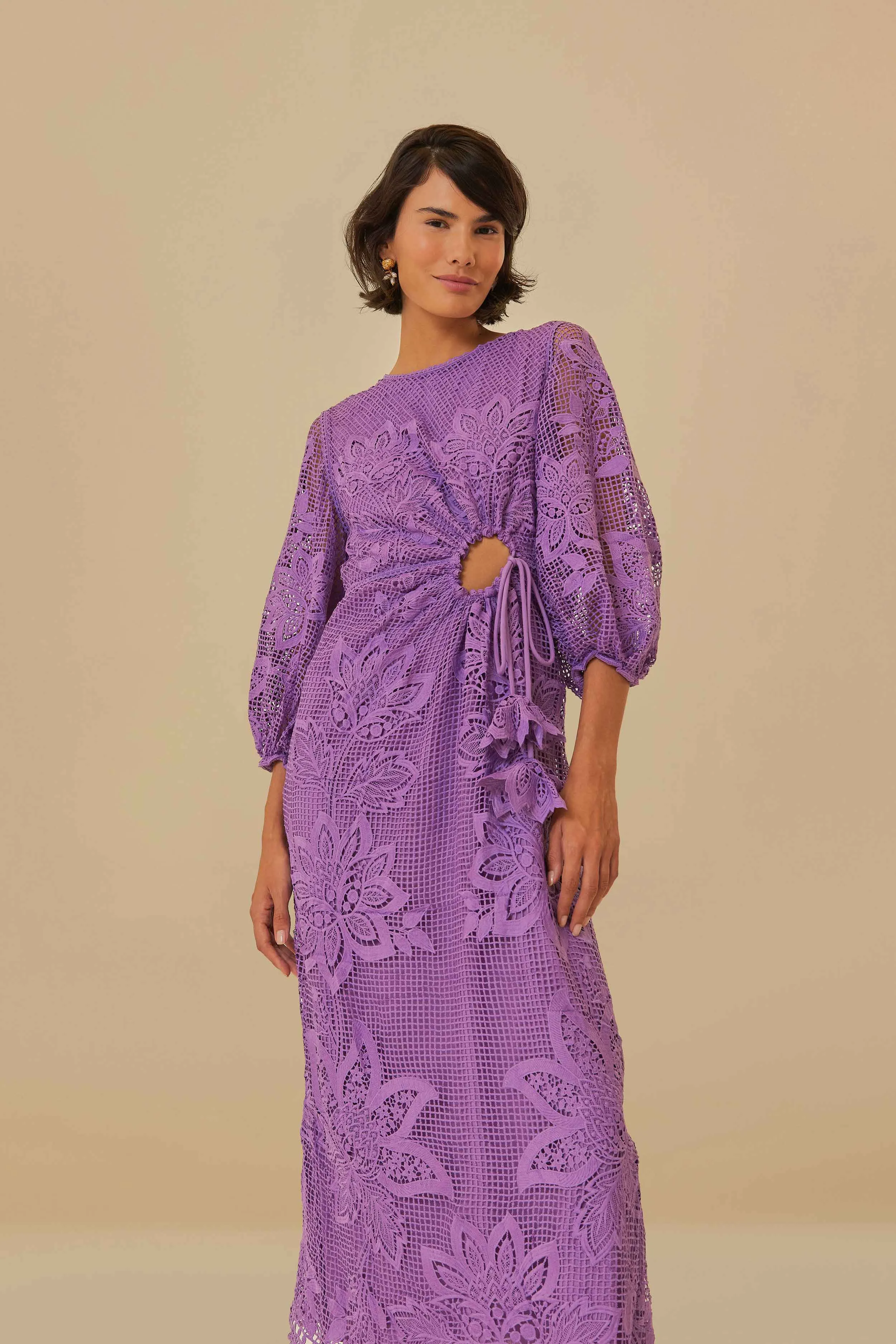 Lilac Guipure Cut-Out Midi Dress Classic event dress