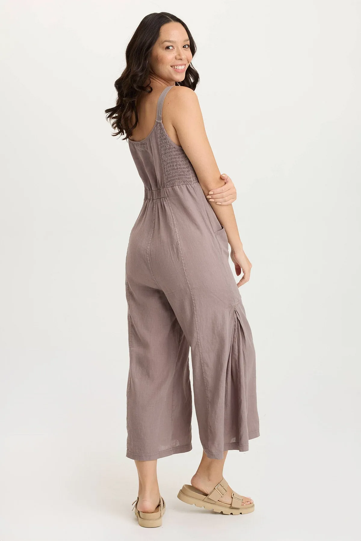 Leoda Linen Snap-Up Jumpsuit FadeResistant