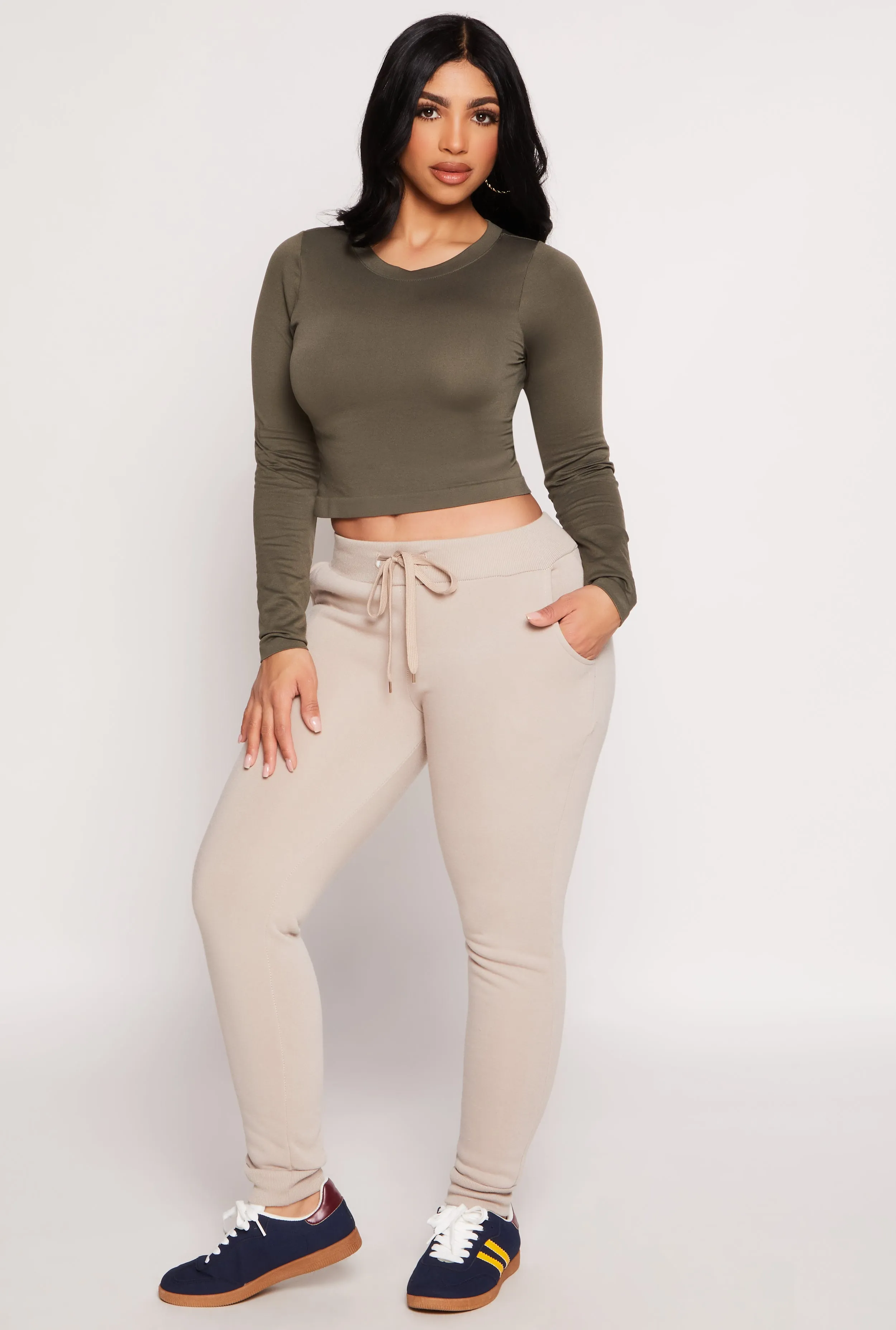 Seamless Long Sleeve Crop Top Sleek Layer Active Comfort