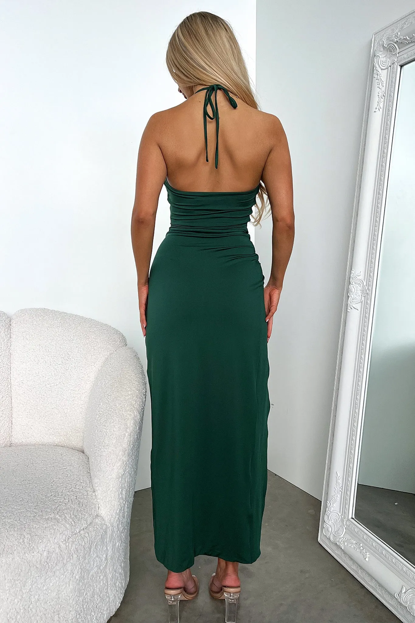 Midi dress with waist tie Kyle Midi Dress - Emerald