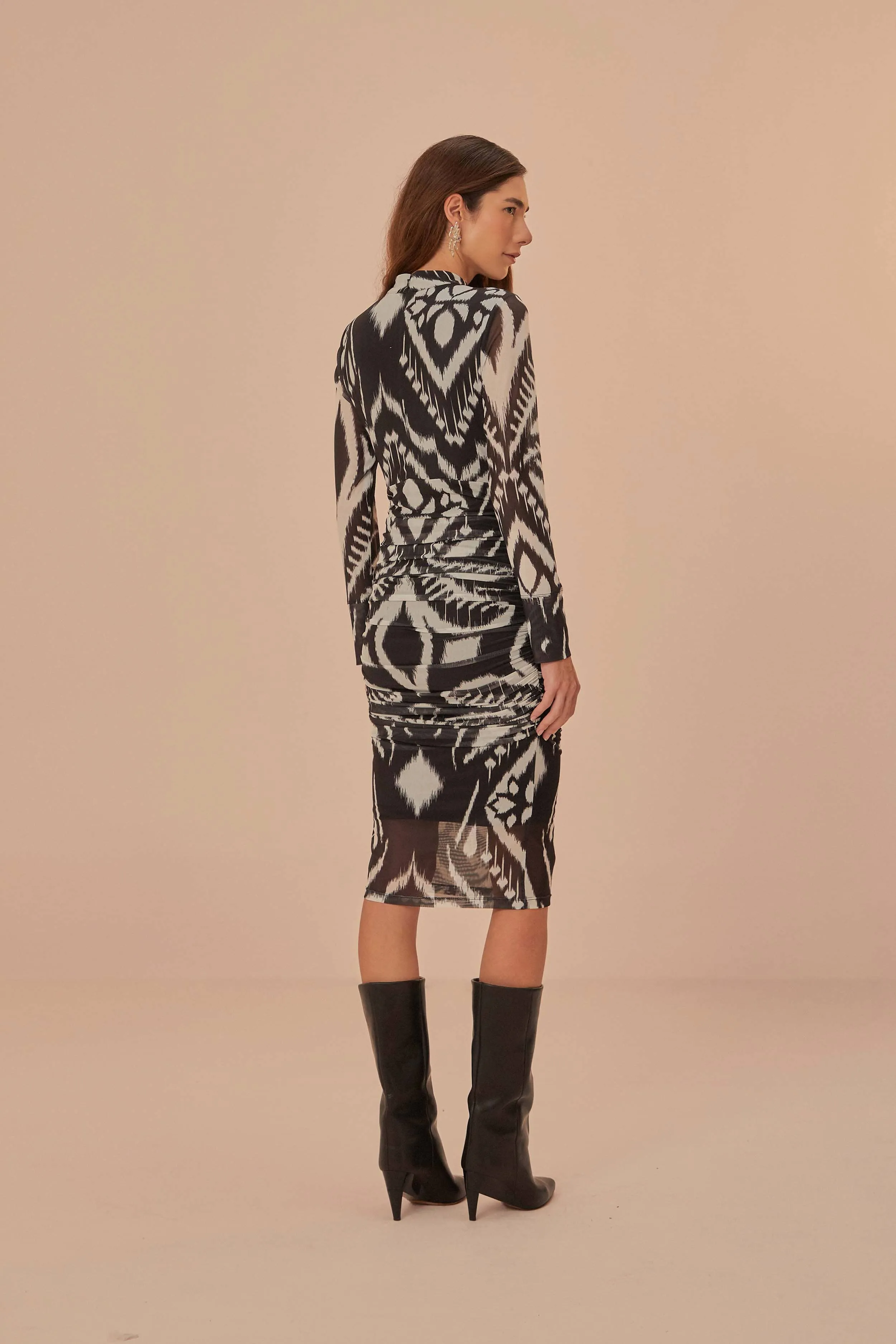 Pineapple Ikat Black Tulle Midi Dress Island Mood