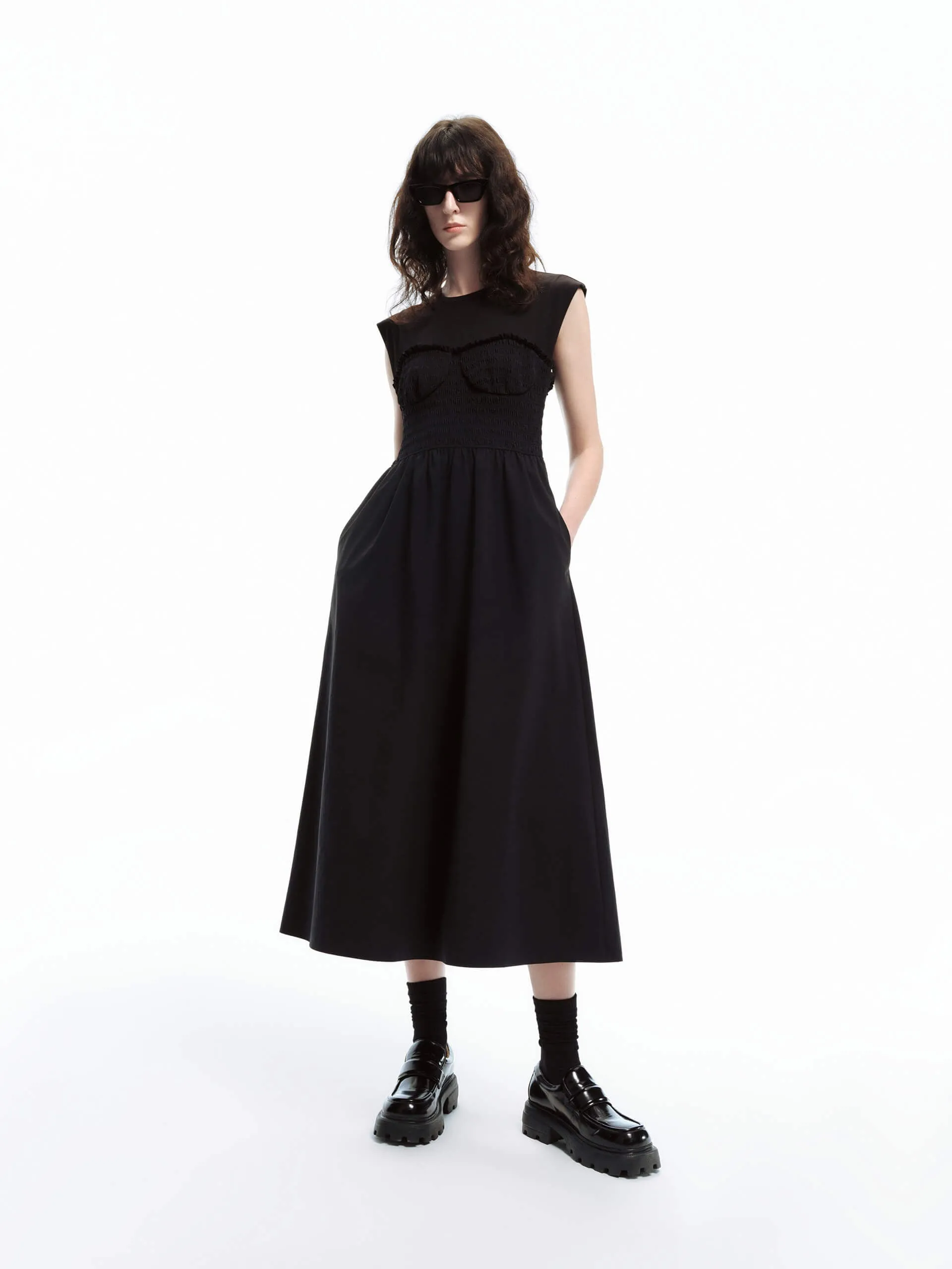 Seasonal Comfort Smocked Waist Midi Dress
