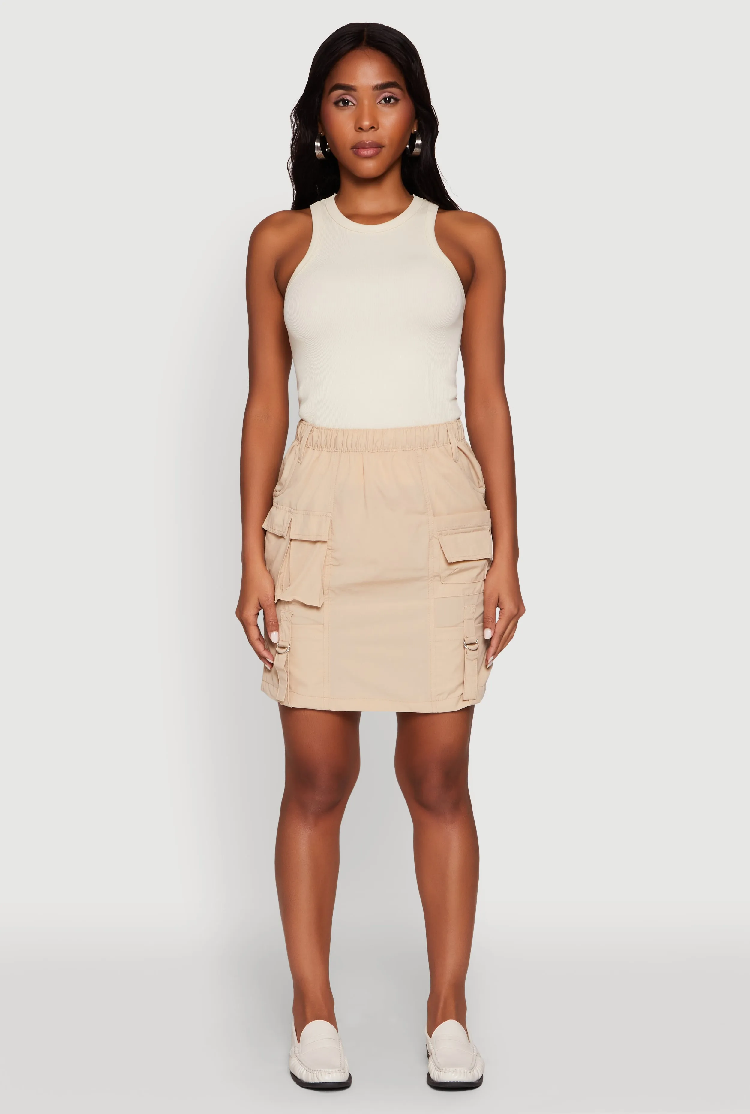 Nylon Tabbed Cargo Mini Skirt Mood Outfit