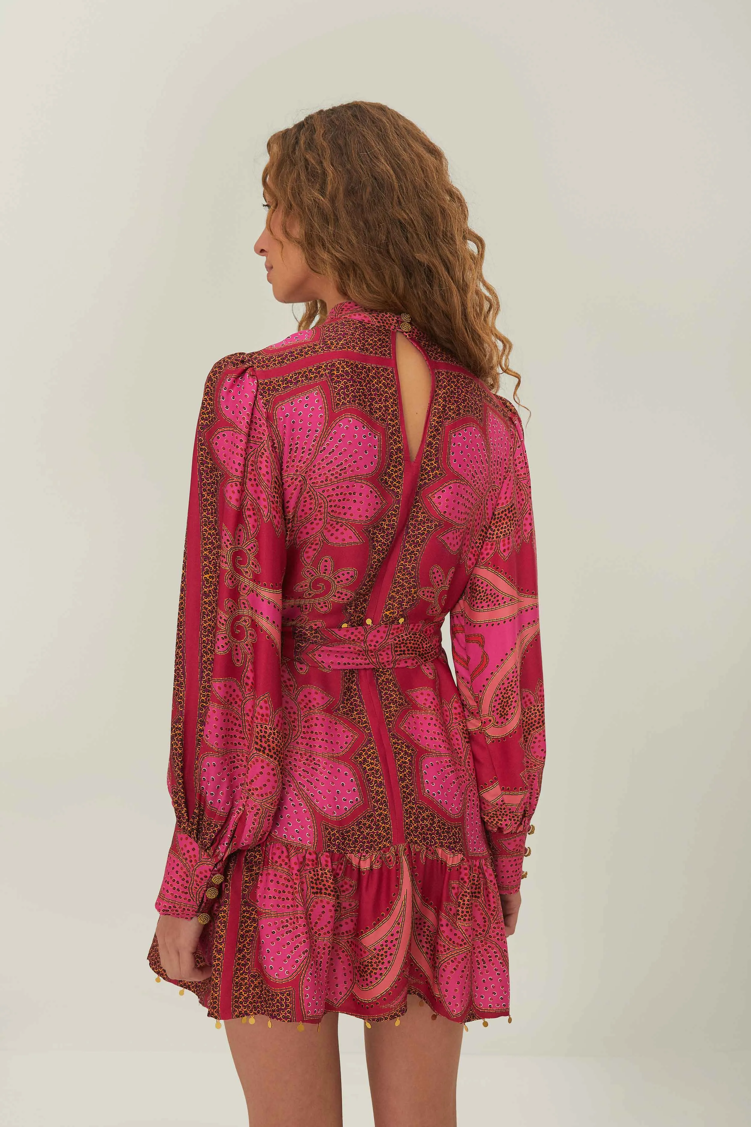 Pink Floral Glam Scarf LENZING? ECOVERO? Mini Dress Stage Vibe Night Rush