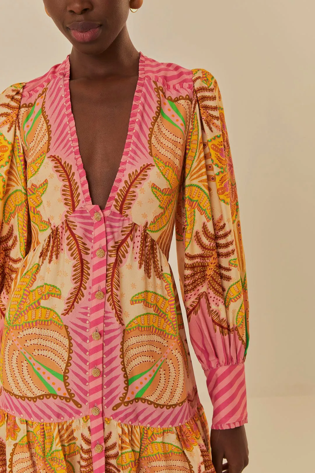 Sand Palm Scarf Mini Dress Light Rush Soft Brushed Interior