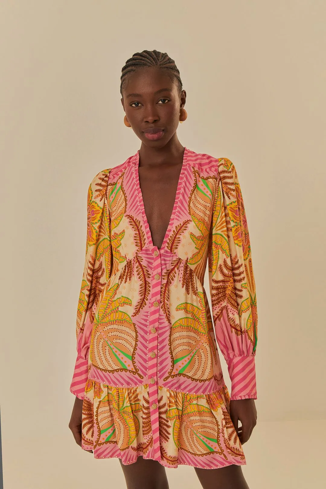 Scene Hot Sand Palm Scarf Mini Dress
