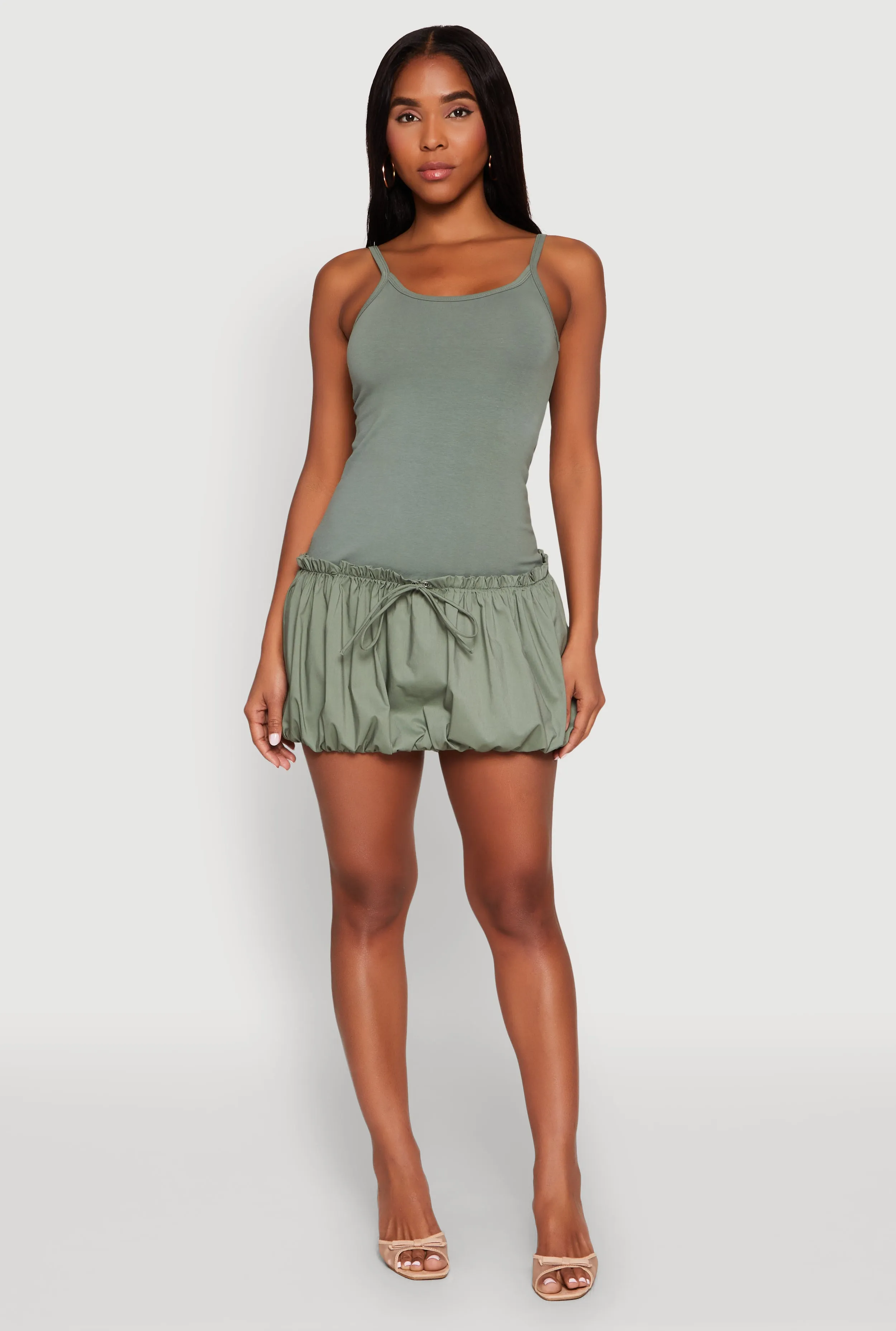 Scoop Neck Bubble Dress Pose Glow
