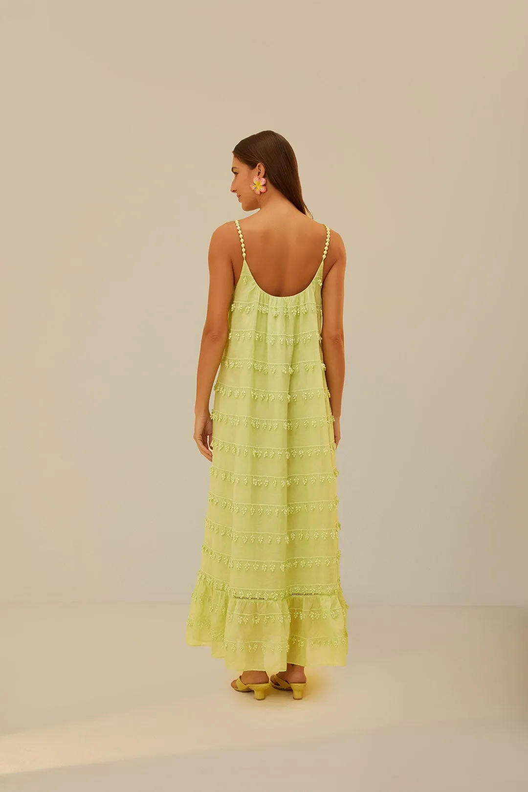 Autumn Gold Green Trimmed Maxi Dress
