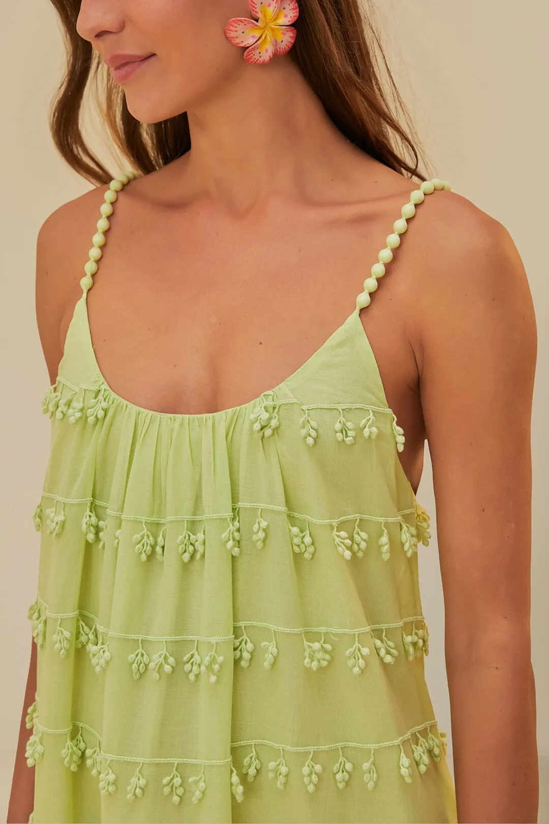 With its timeless design this dress is perfect for both casual and formal wear Green Trimmed Maxi Dress