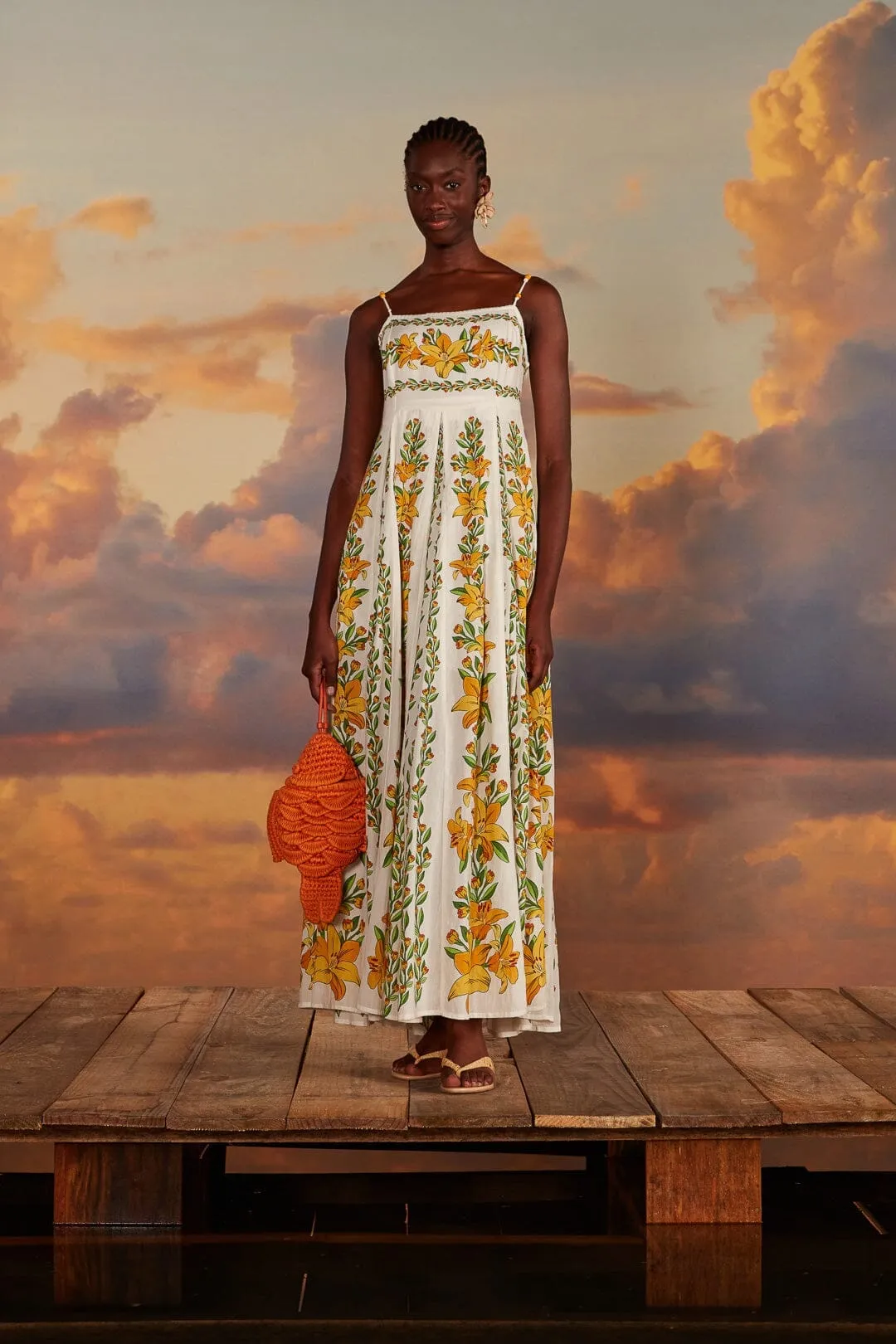 Dome Glow Perfect for layering or wearing on its own this dress adapts to any season Off-White Tropical Lightness Sleeveless Maxi Dress