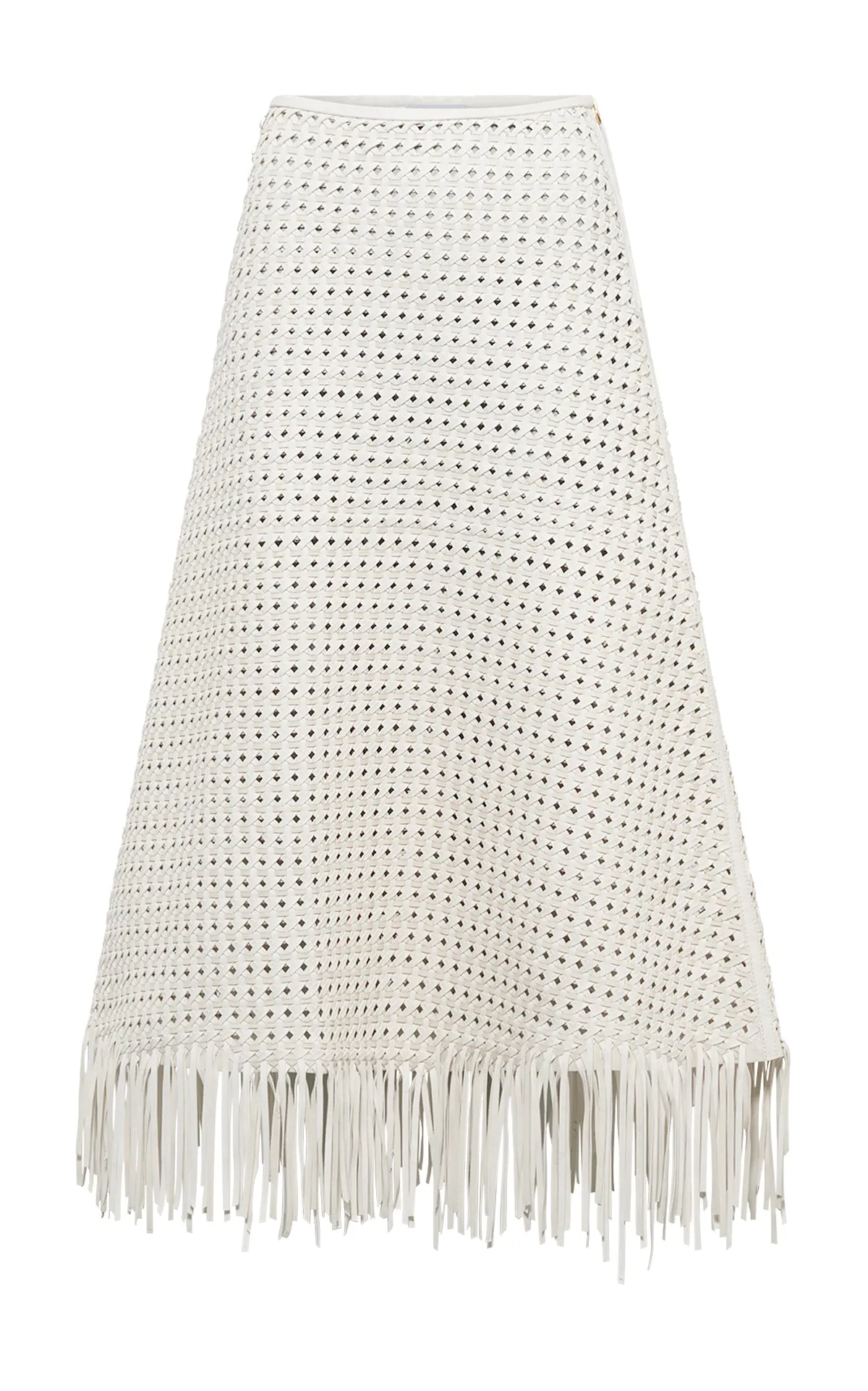 Fresh Mood Outfit Mix Bennie Midi Skirt in White Woven Leather