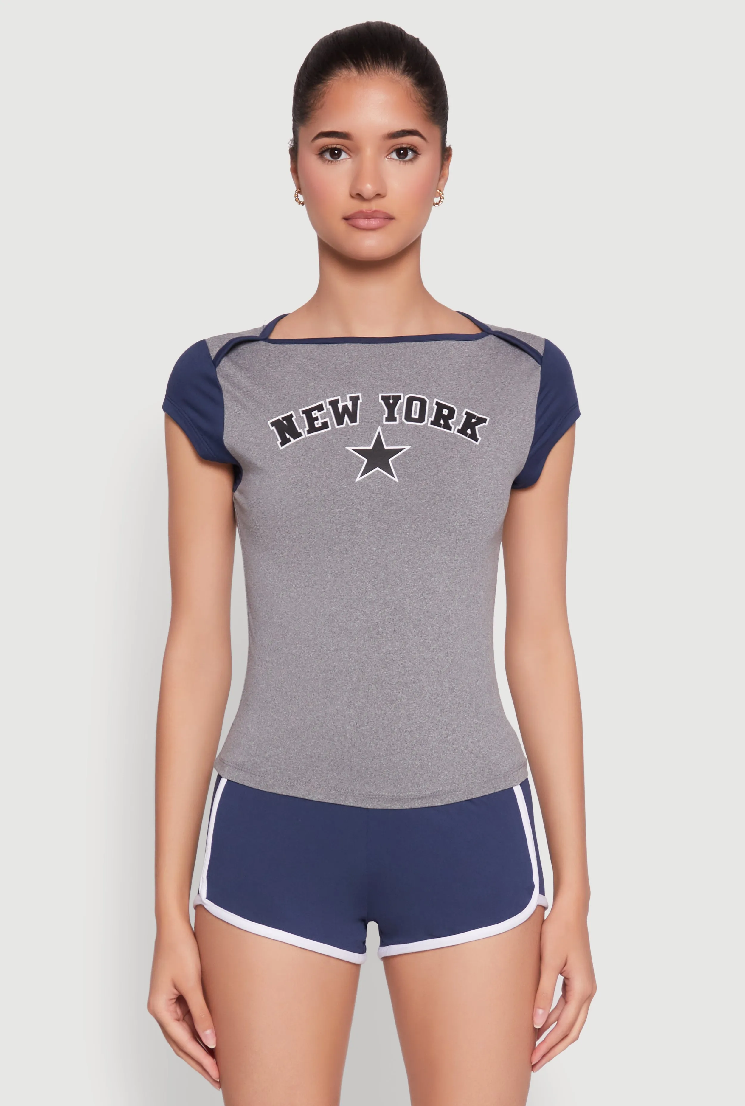 New York Graphic Color Block T Shirt Active Wear Easy Fit Wear