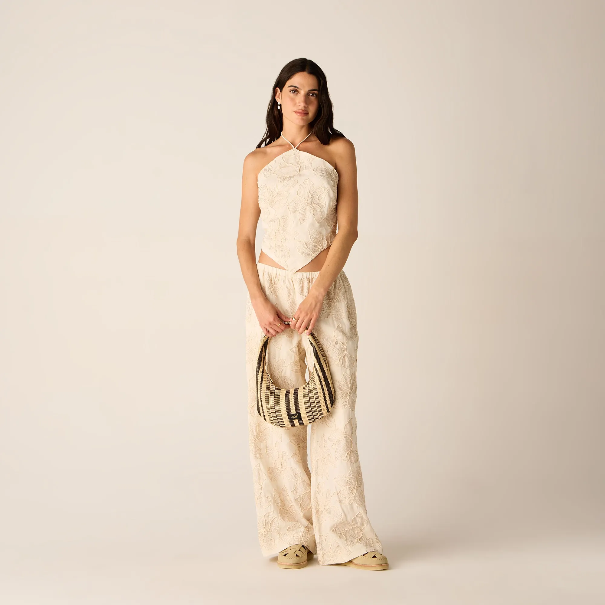 Quick - Response Kith Women Kumi Floral Embroidered Halter - Sandrift
