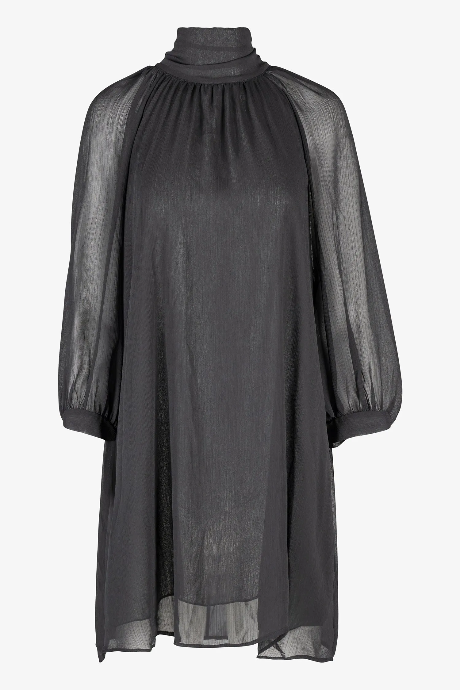 Women's Woven Sheer Mock-Neck Knee-Length Dress | M Reflective Safety Accents