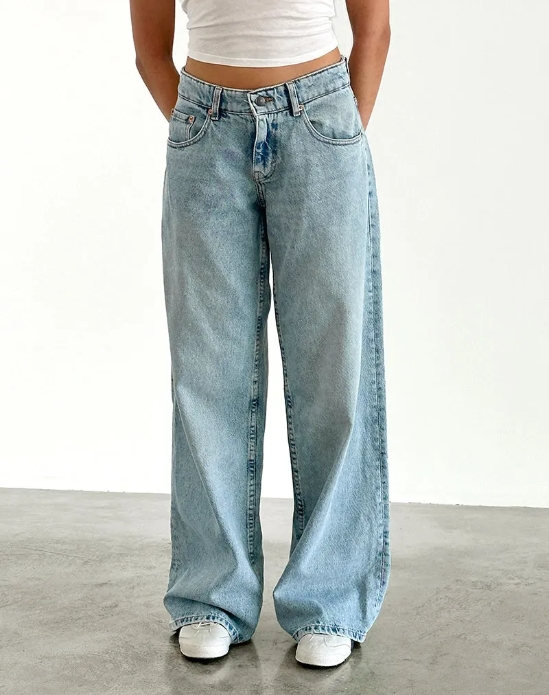 QuickDryTech Vision Fit Roomy Extra Wide Low Rise Jeans in Washed Blue Green