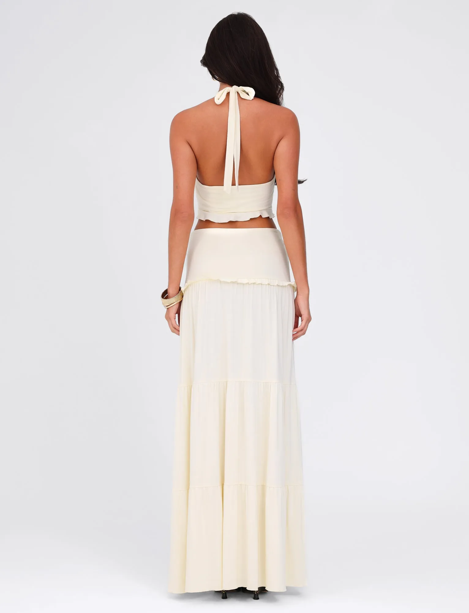 KATYA MAXI SKIRT - WHITE : CREAM Urban Style Sharp Look