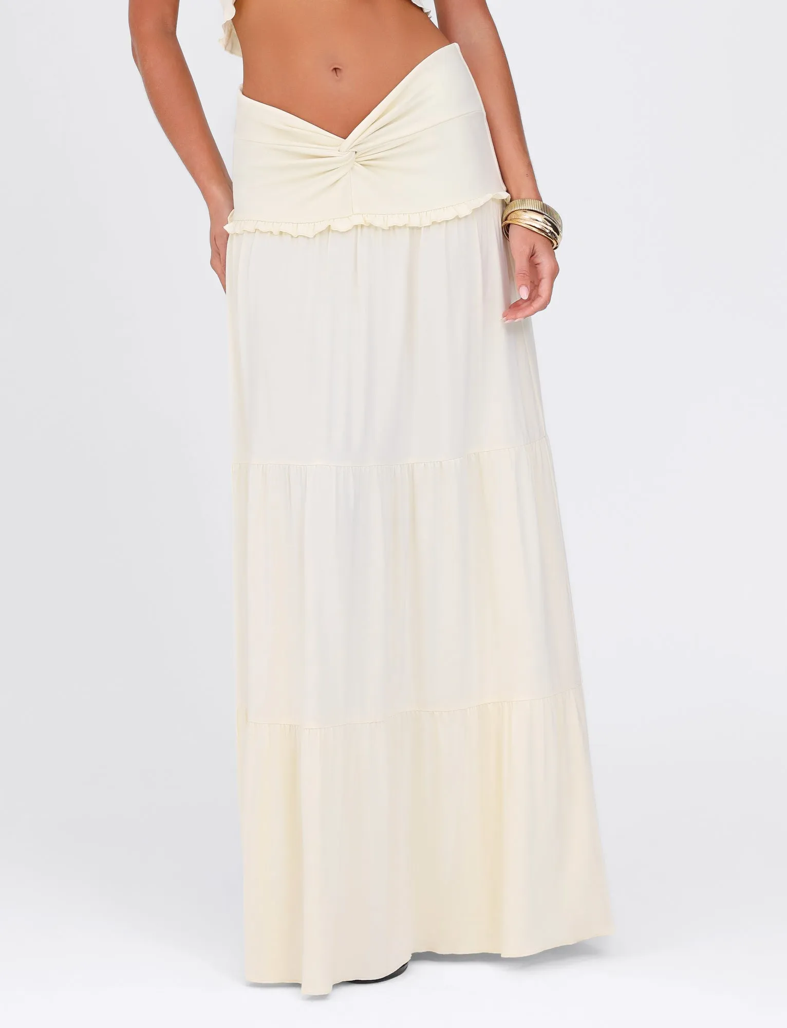 Travel Friendly KATYA MAXI SKIRT - WHITE : CREAM