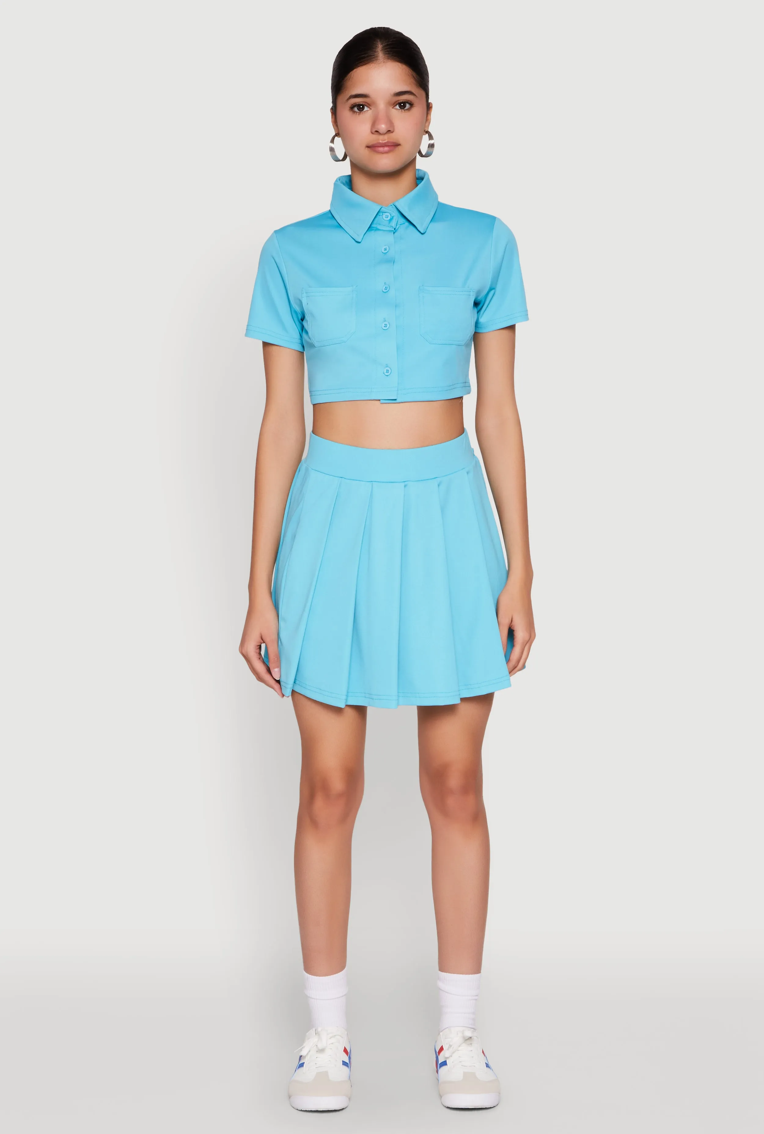 Modern Look Layered Design Solid Pleated Skirt
