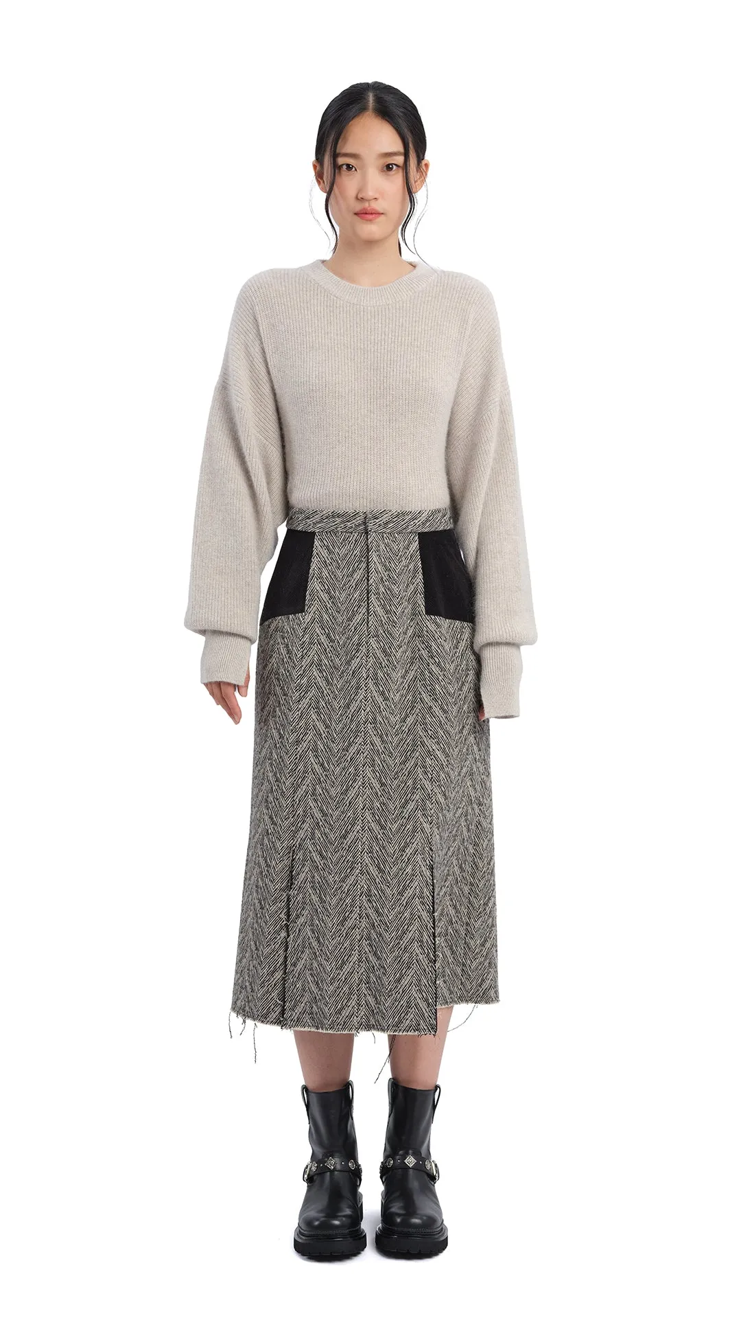 Urban Style Herringbone Pencil Skirt