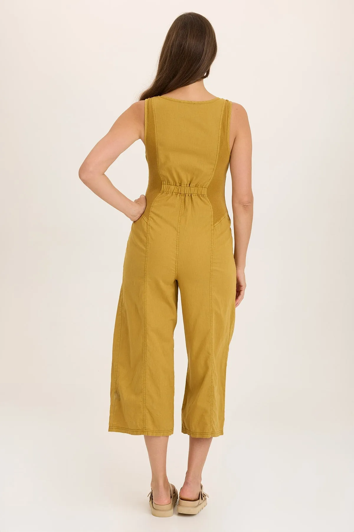 Linen Macgowan Wide Leg Cargo Jumpsuit Happy Core