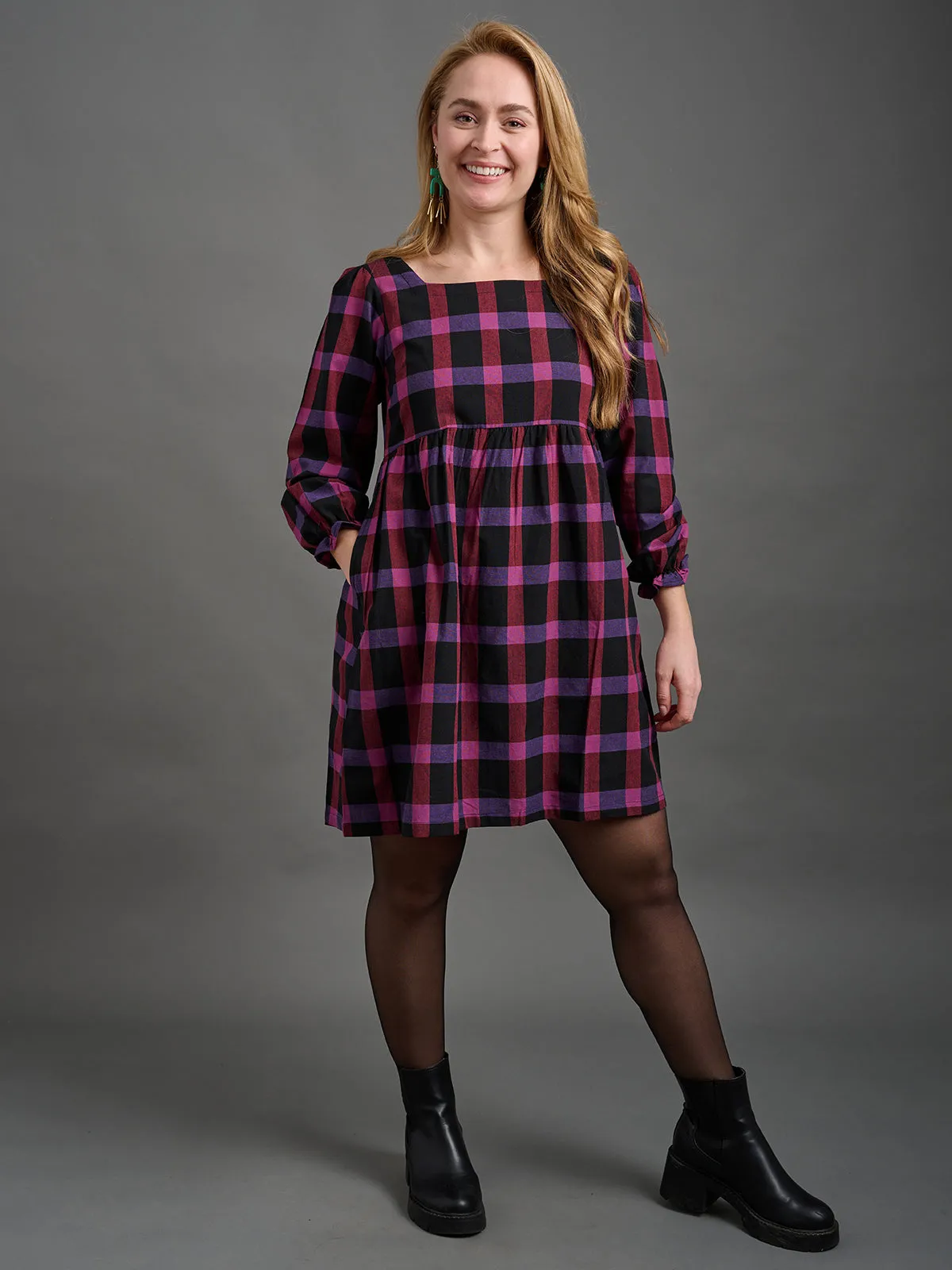 Hero Fit Nico Mini Dress - Ultra Violet Plaid