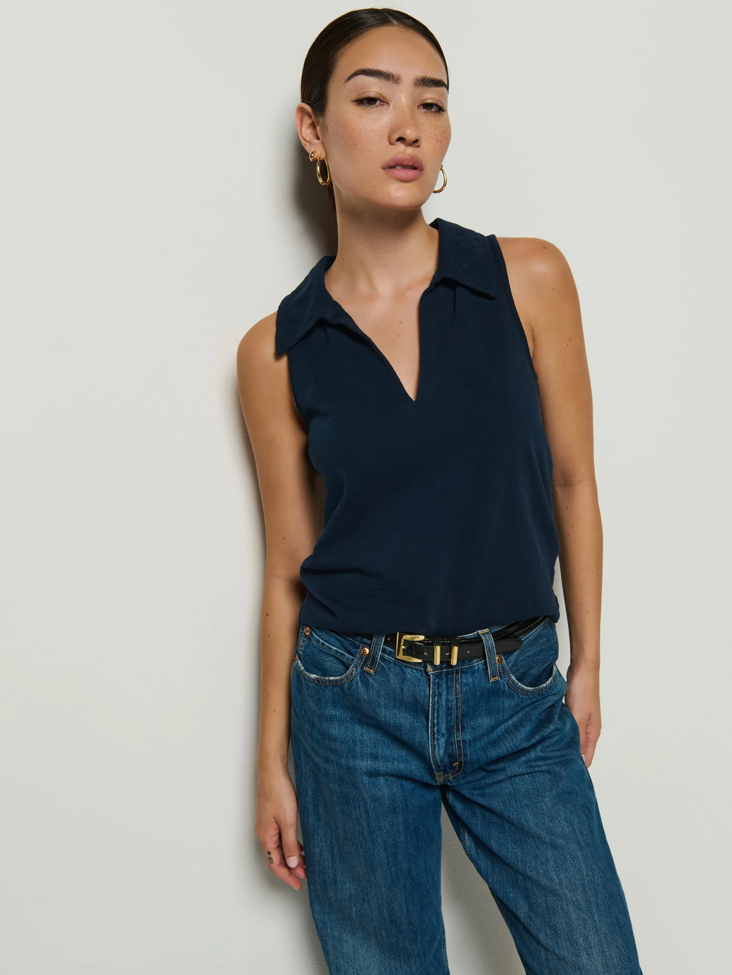 Roberta Collared Tank Spanish Glow DurableWeave
