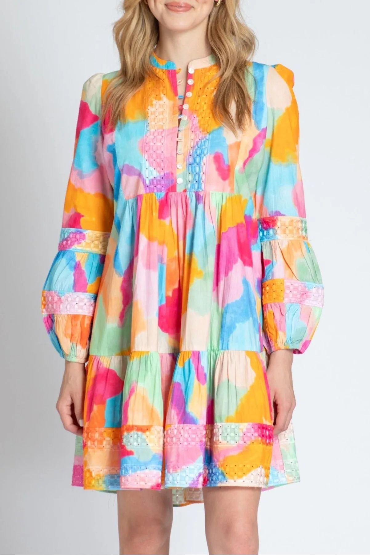 Cotton Glow Boho Dress With Embroidered Accents