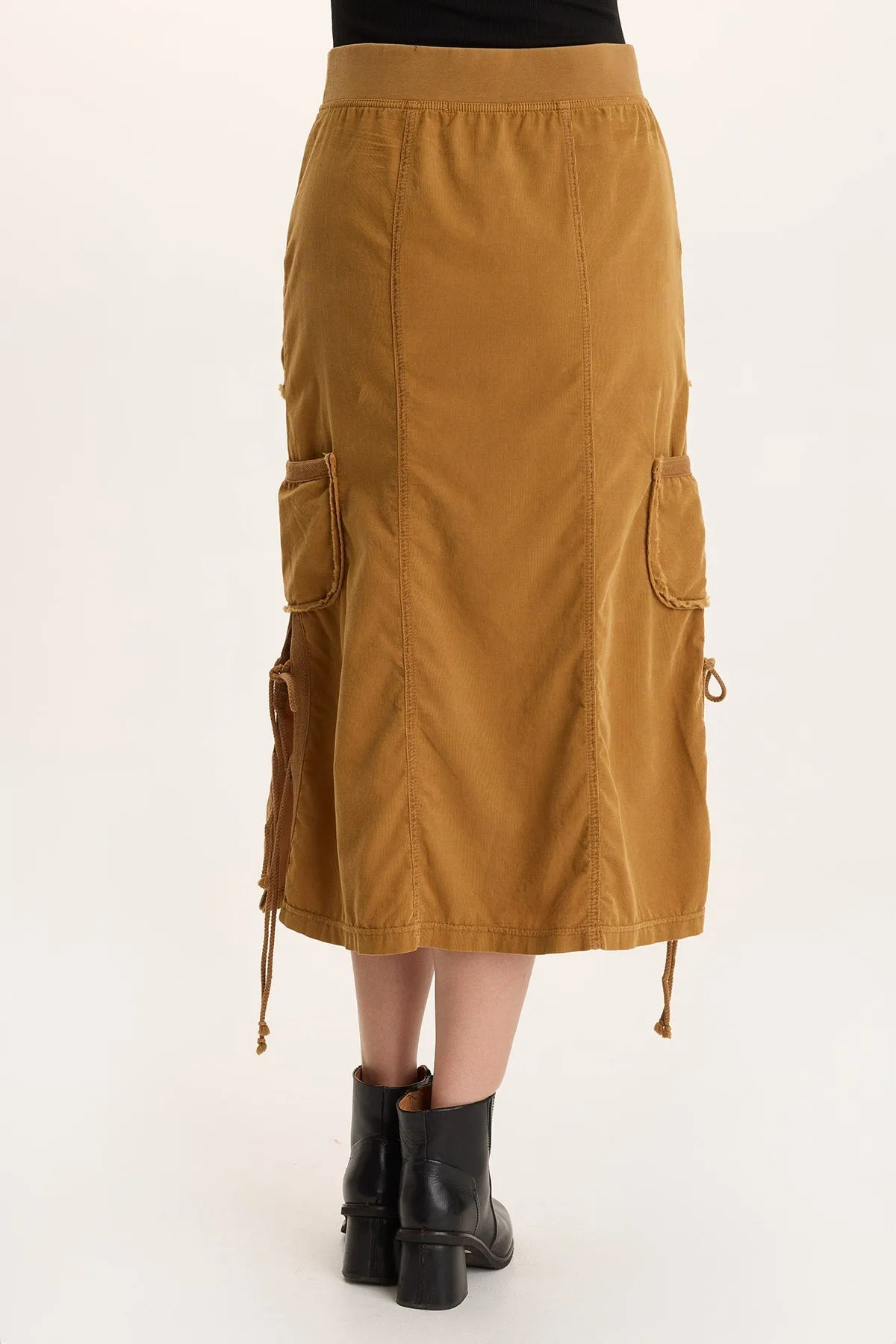 Sisu Corduroy Adjustable Cargo Midi Skirt Bonded Seam Technology Soft Flow