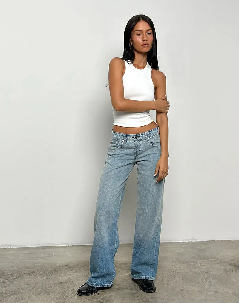 Low Rise Parallel Jeans in Vintage Bleach Model Glow Lightweight Fabric