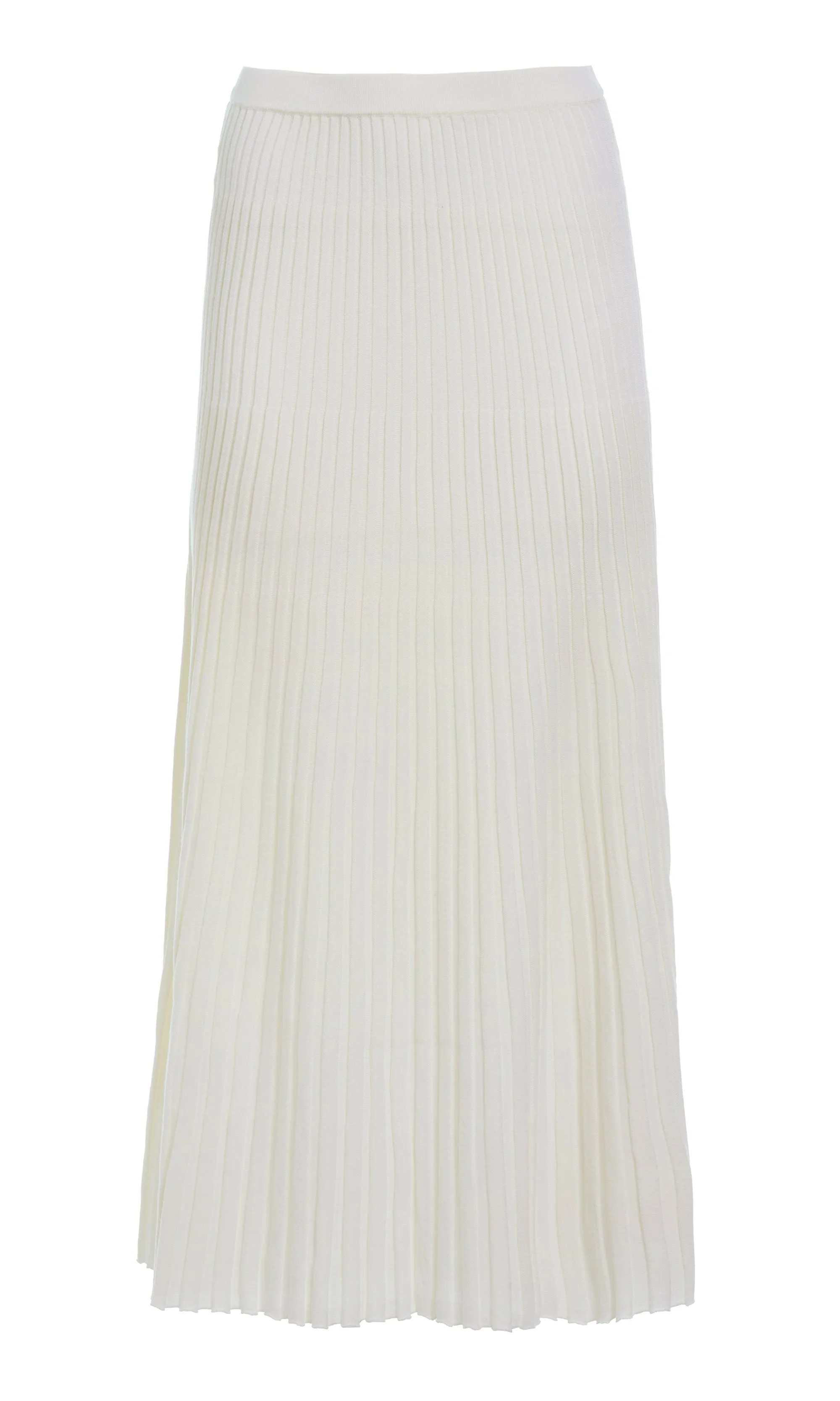 AdjustableCuffs PrecisionTailoring Aurora Knit Maxi Skirt in Ivory Merino Wool