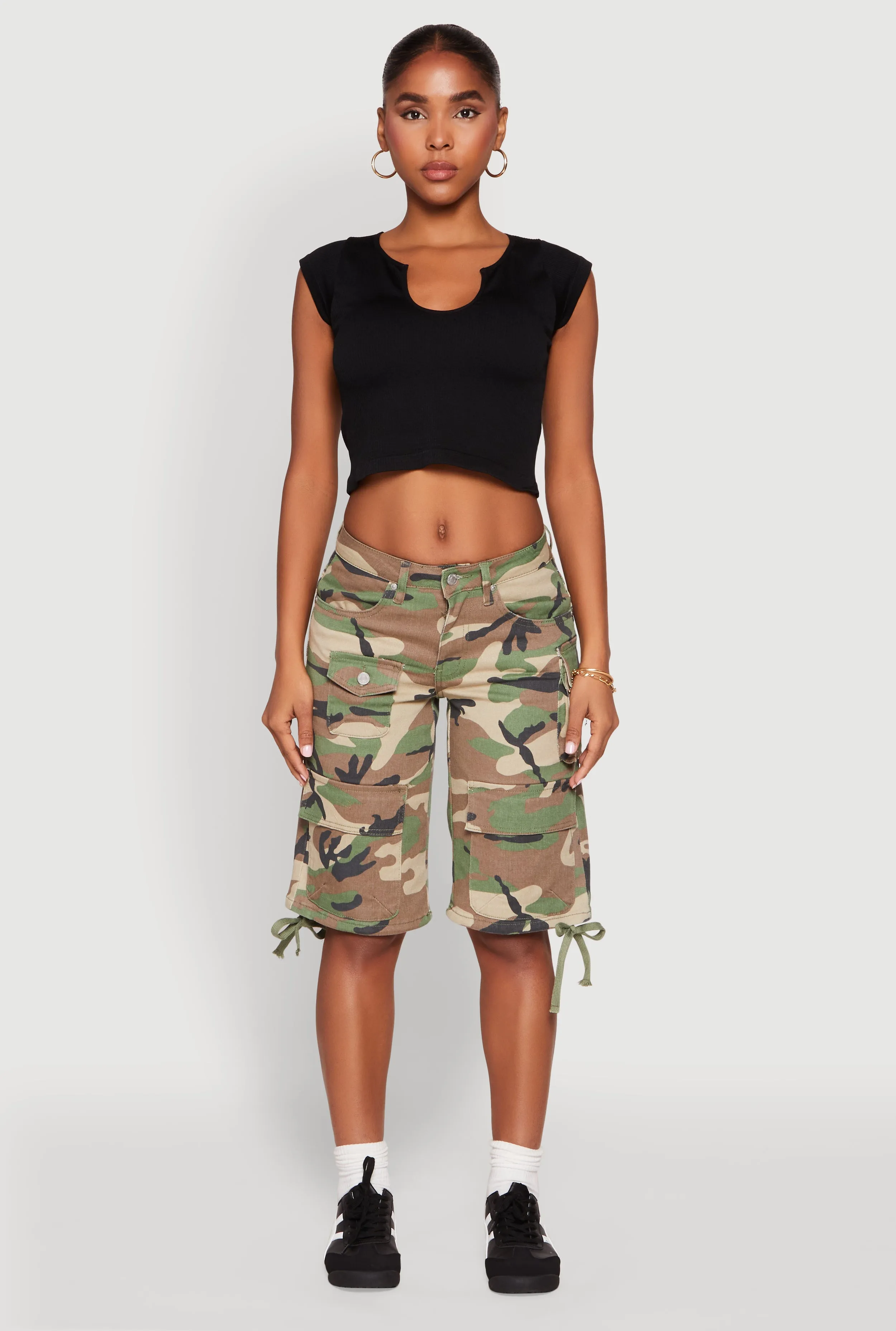 surfing attire Soft Stretch Almost Famous Denim Camo Cargo Shorts