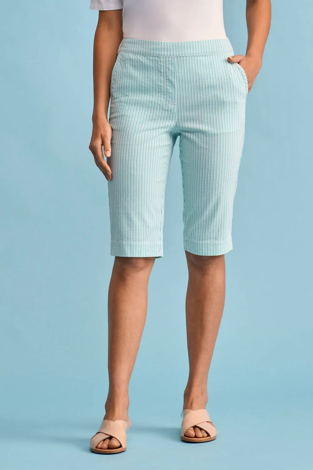 Swimwear Seersucker Stripe Short - Turquoise Stripe