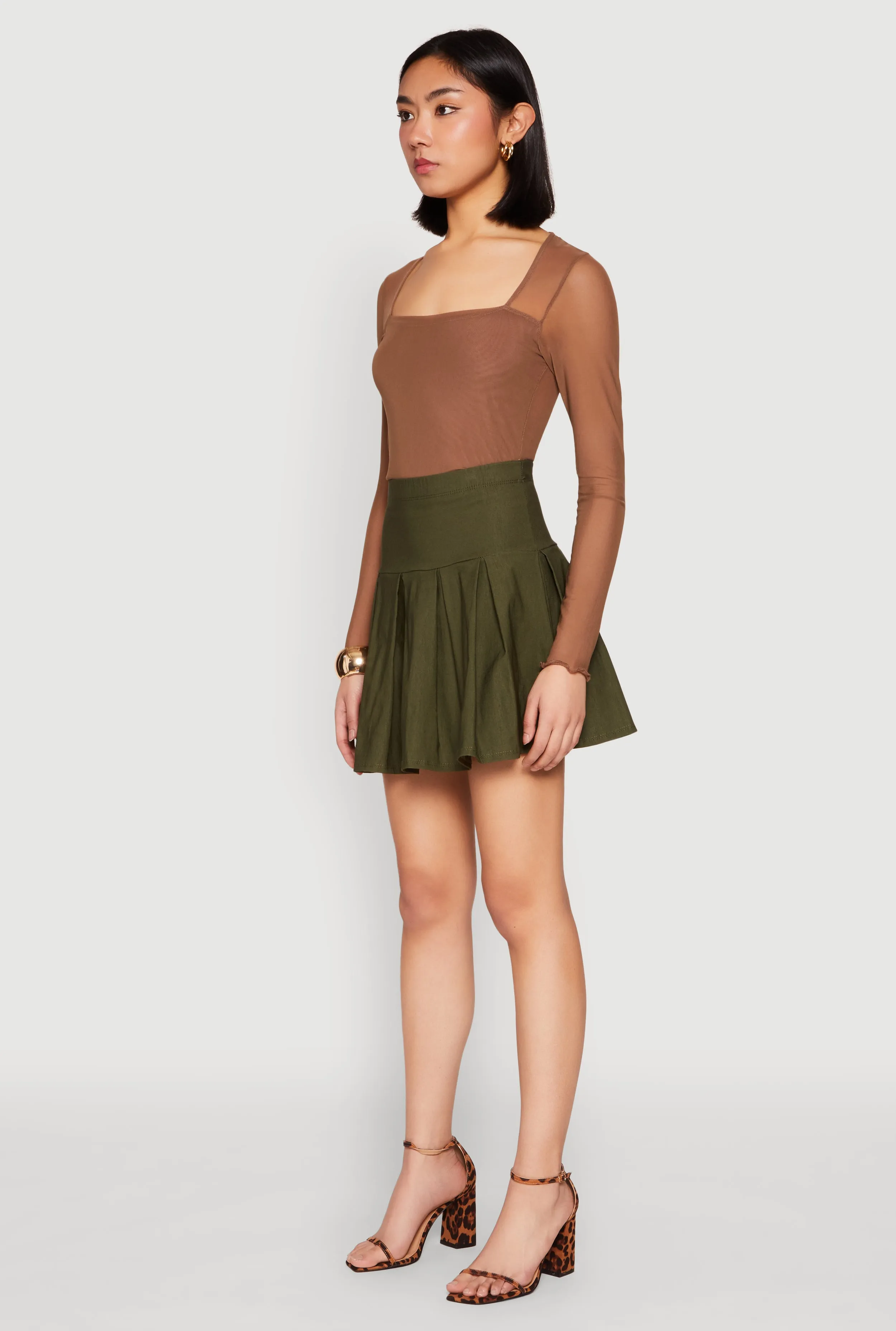 Seasonal Must Have Simple Layer High Waisted Mini Pleated Skirt