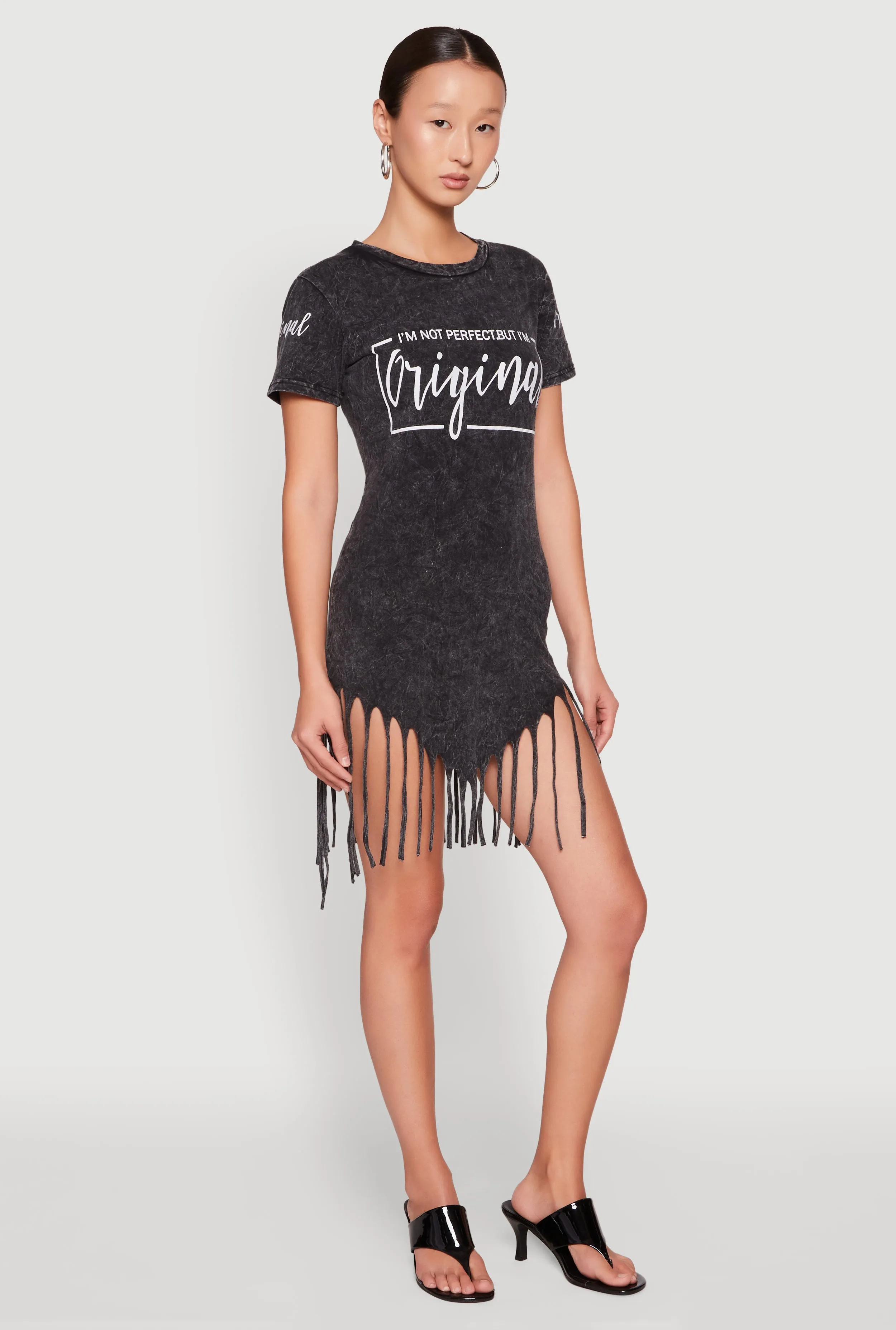 Quick Scene City Beat Mineral Wash Im Not Perfect But Im Original Fringe Dress