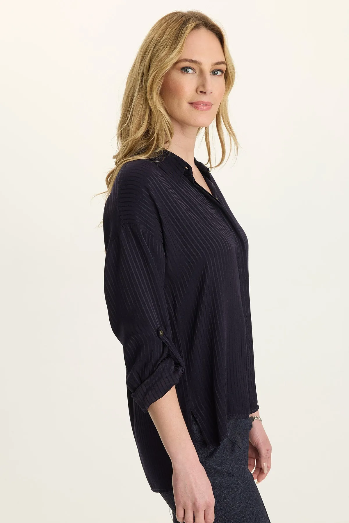 Aeson Relaxed-Fit Stripe Button-Up MinimalistDesign