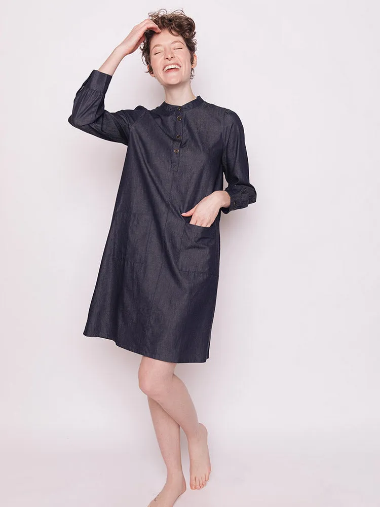 Ranji Dress - Blue Denim AntiStatic Lining Hotel Style