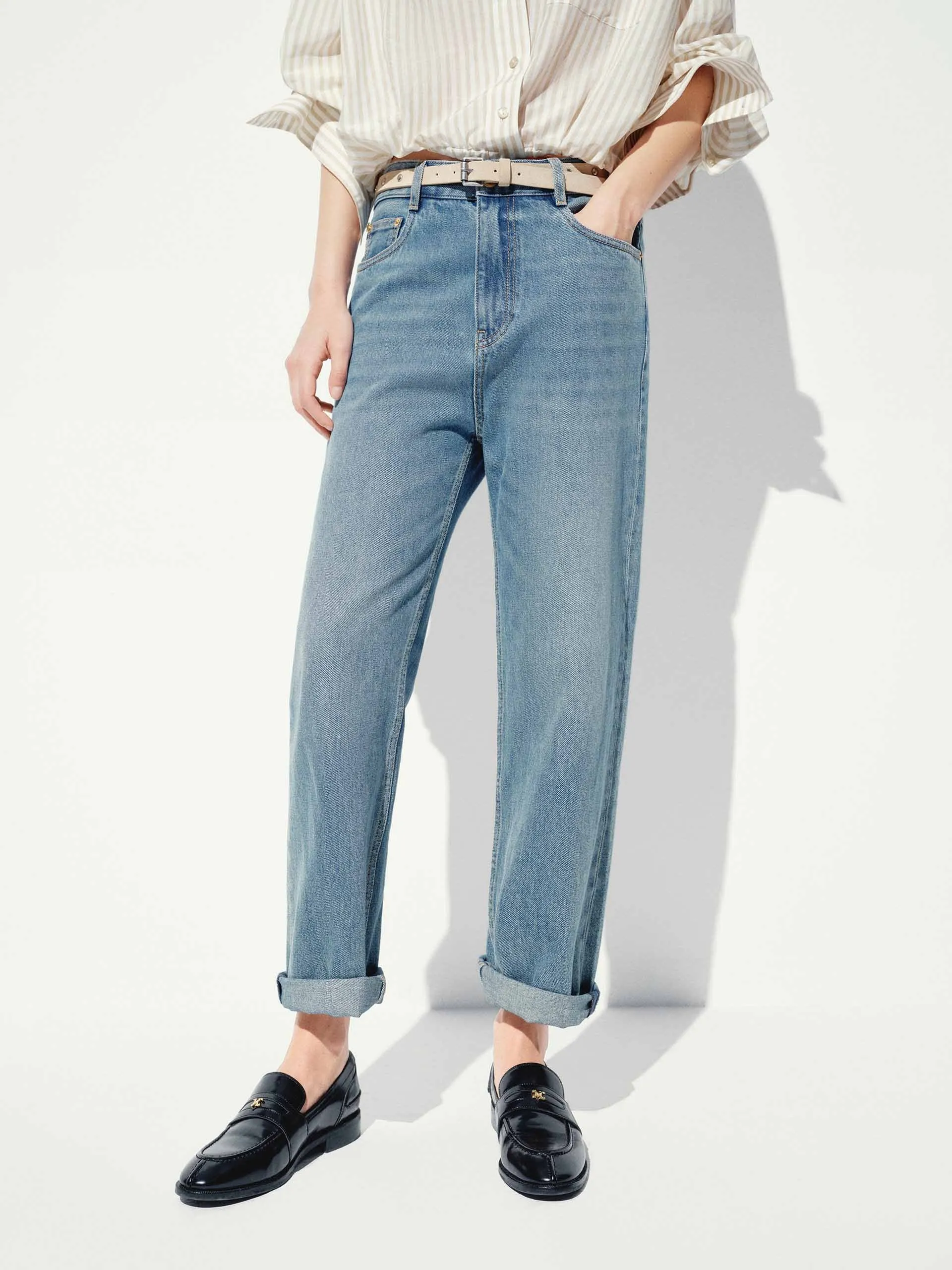 Loose Smooth Shopping Day Outfit Vibe Straight Cotton Wash Jeans