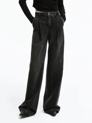 Wide Leg Pleated Jeans Active Fit Travel Ease