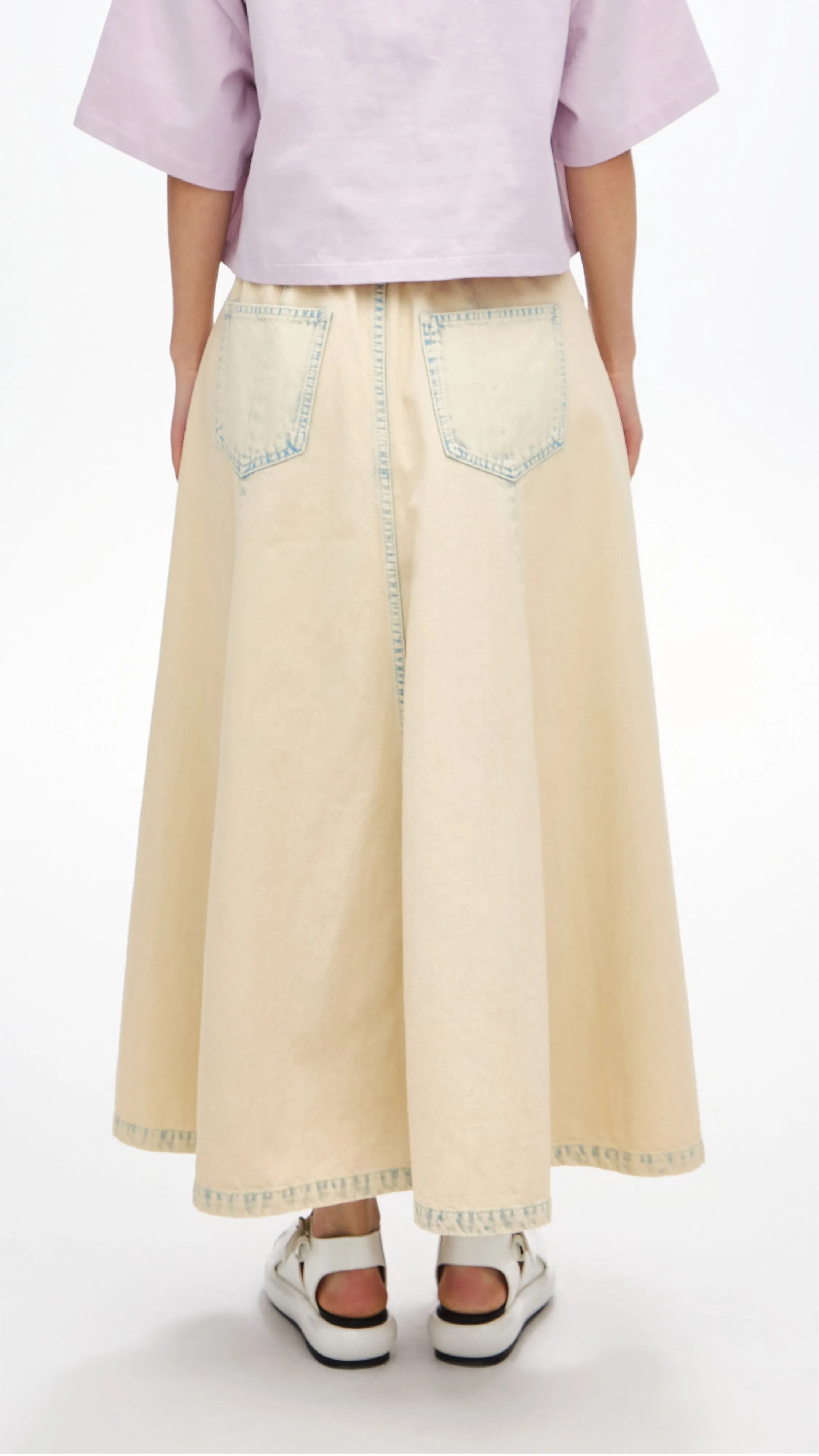 Bleach-washed Denim Skirt Fade Resistant Cloth