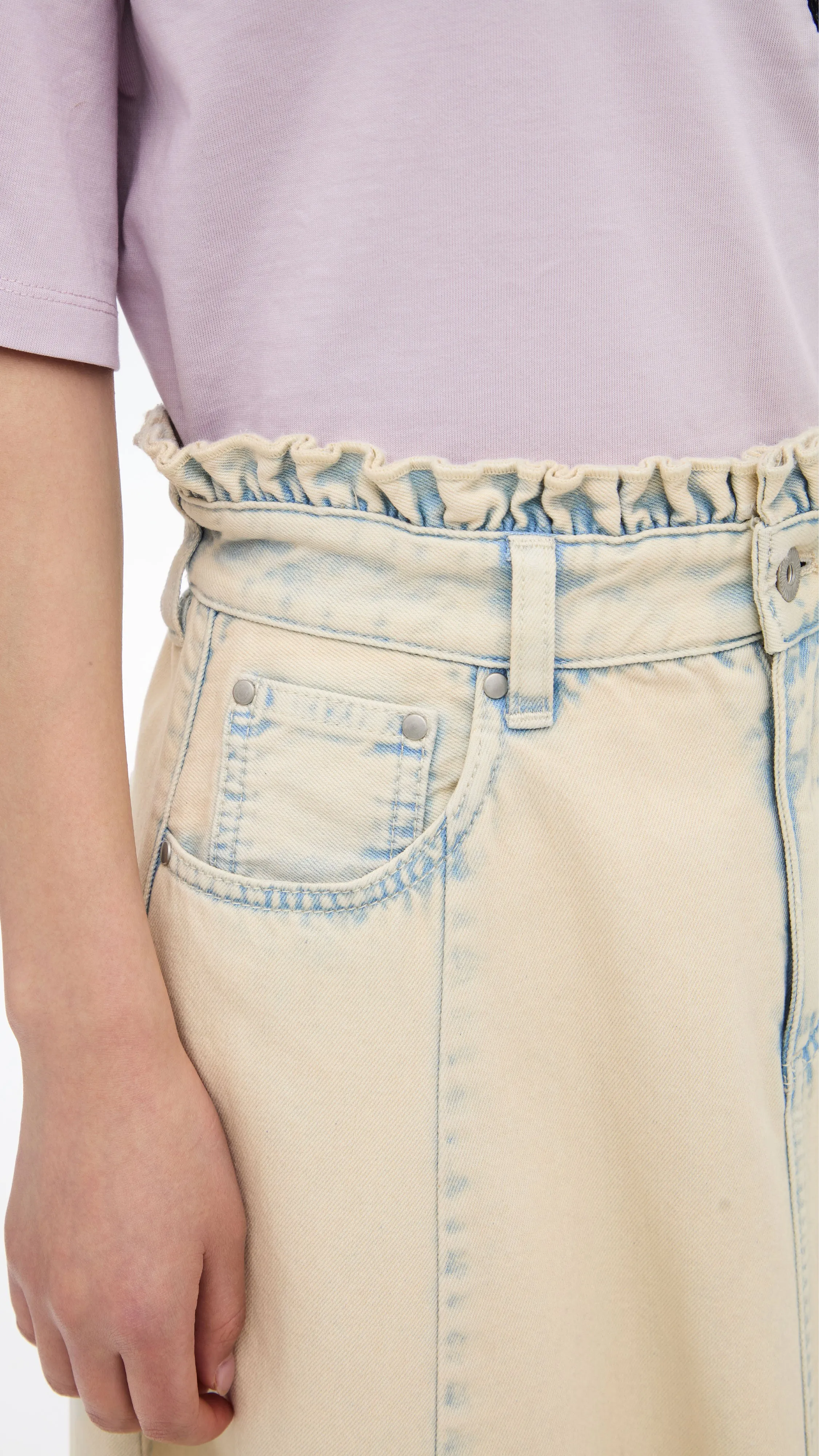 Elegant Texture Simple looks Bleach-washed Denim Skirt