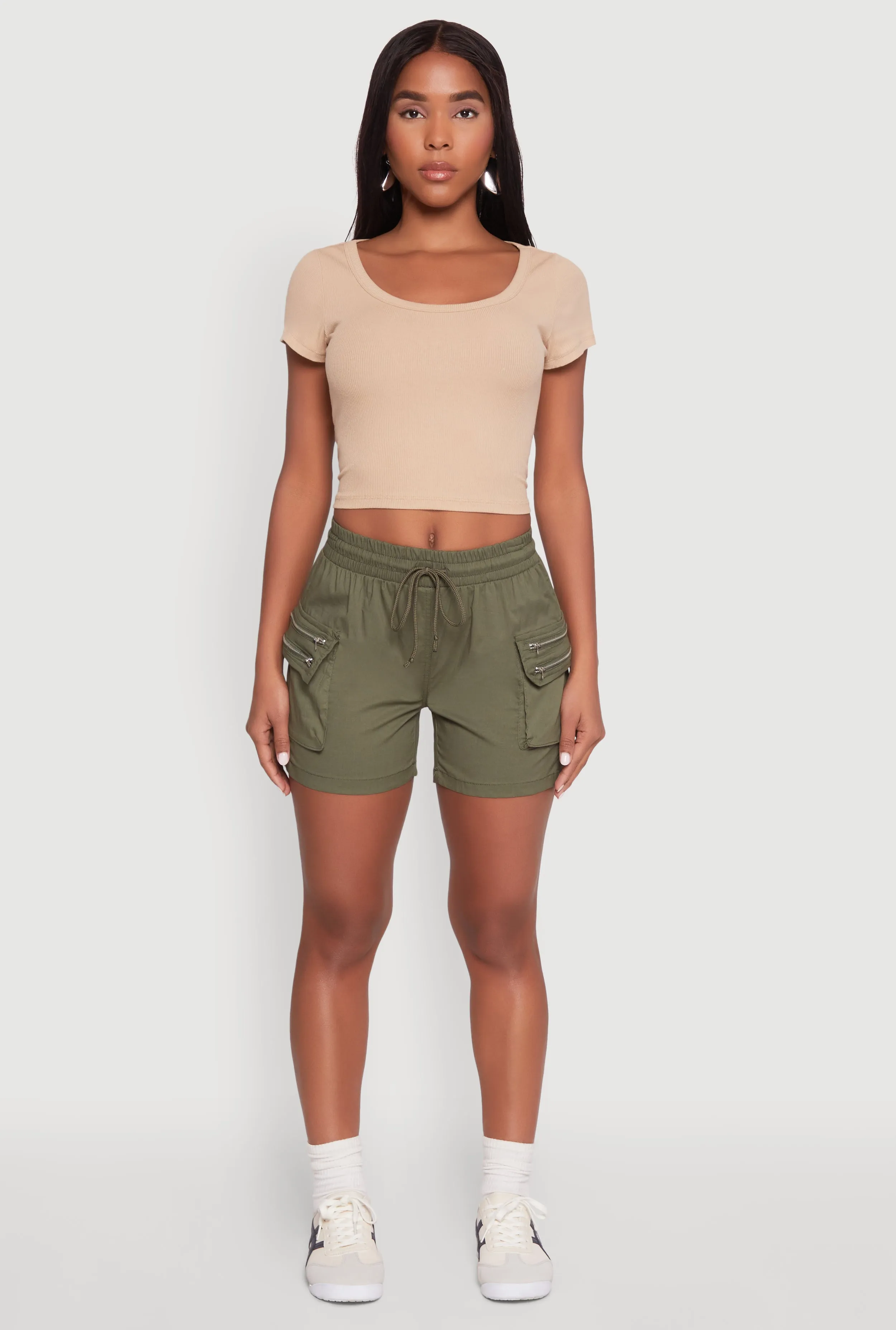 Zipper Cargo Pocket Shorts Denim shorts
