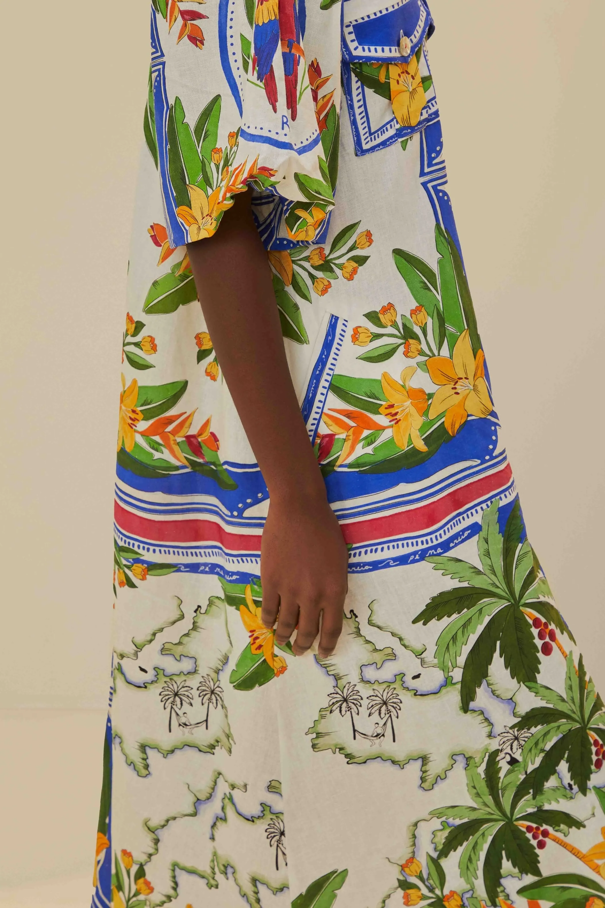 Off-White Tropical Destination Midi Dress Bold pattern mid-calf dress