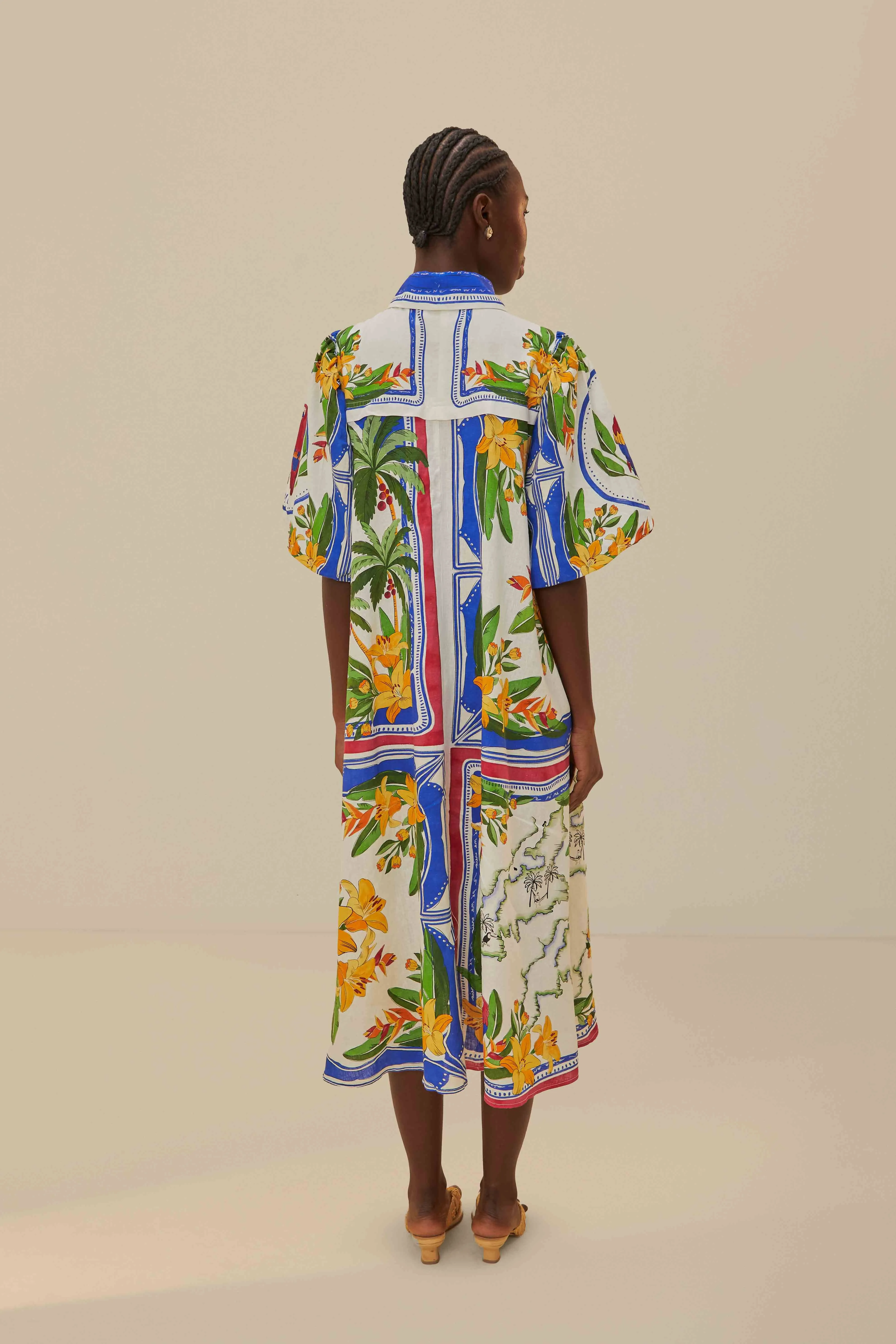 Off-White Tropical Destination Midi Dress Road Trip Modern Style