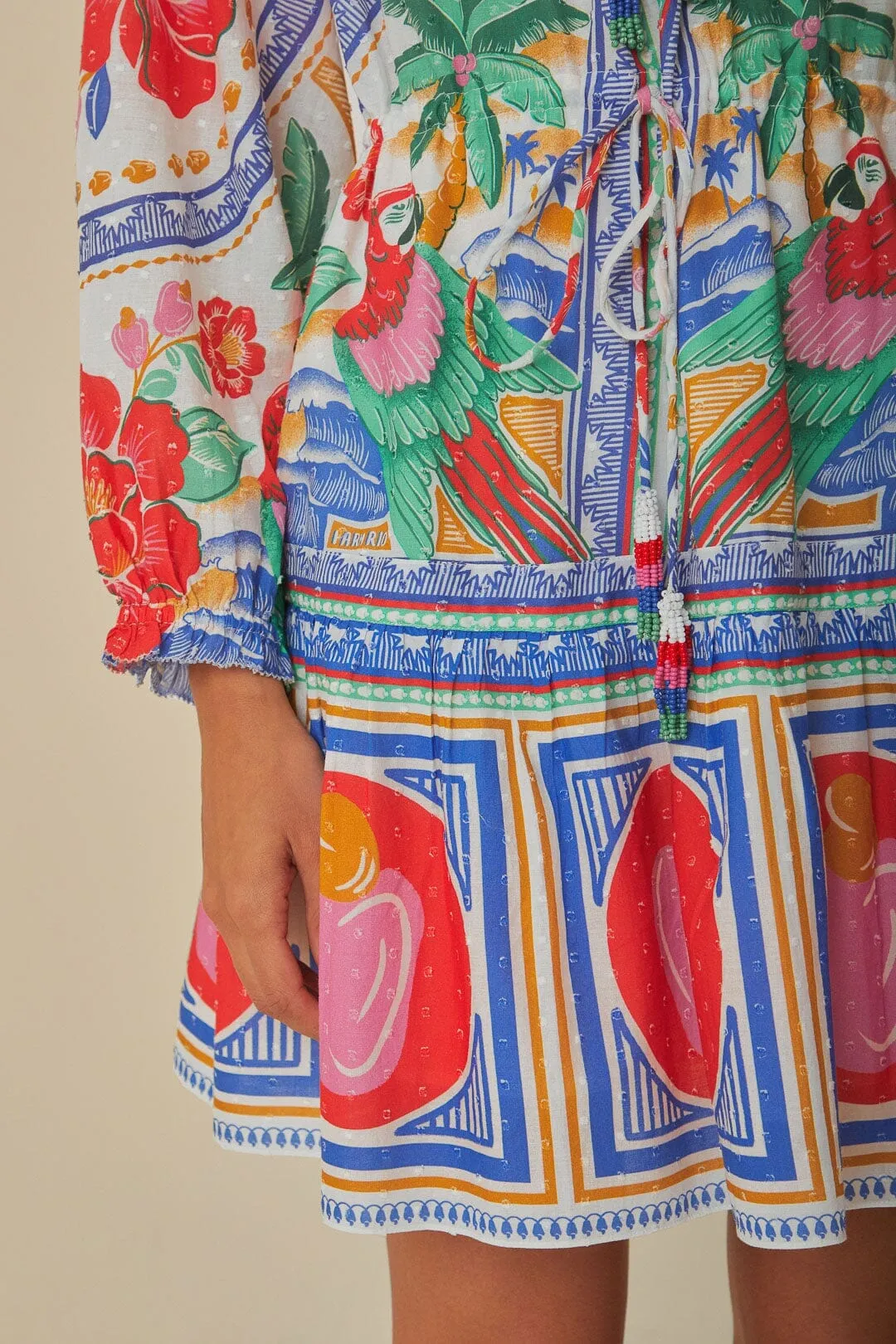 Smart Fit Look Off-White Flowers Beach Mini Dress