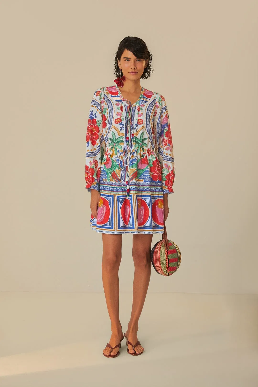 Off-White Flowers Beach Mini Dress Fresh Look