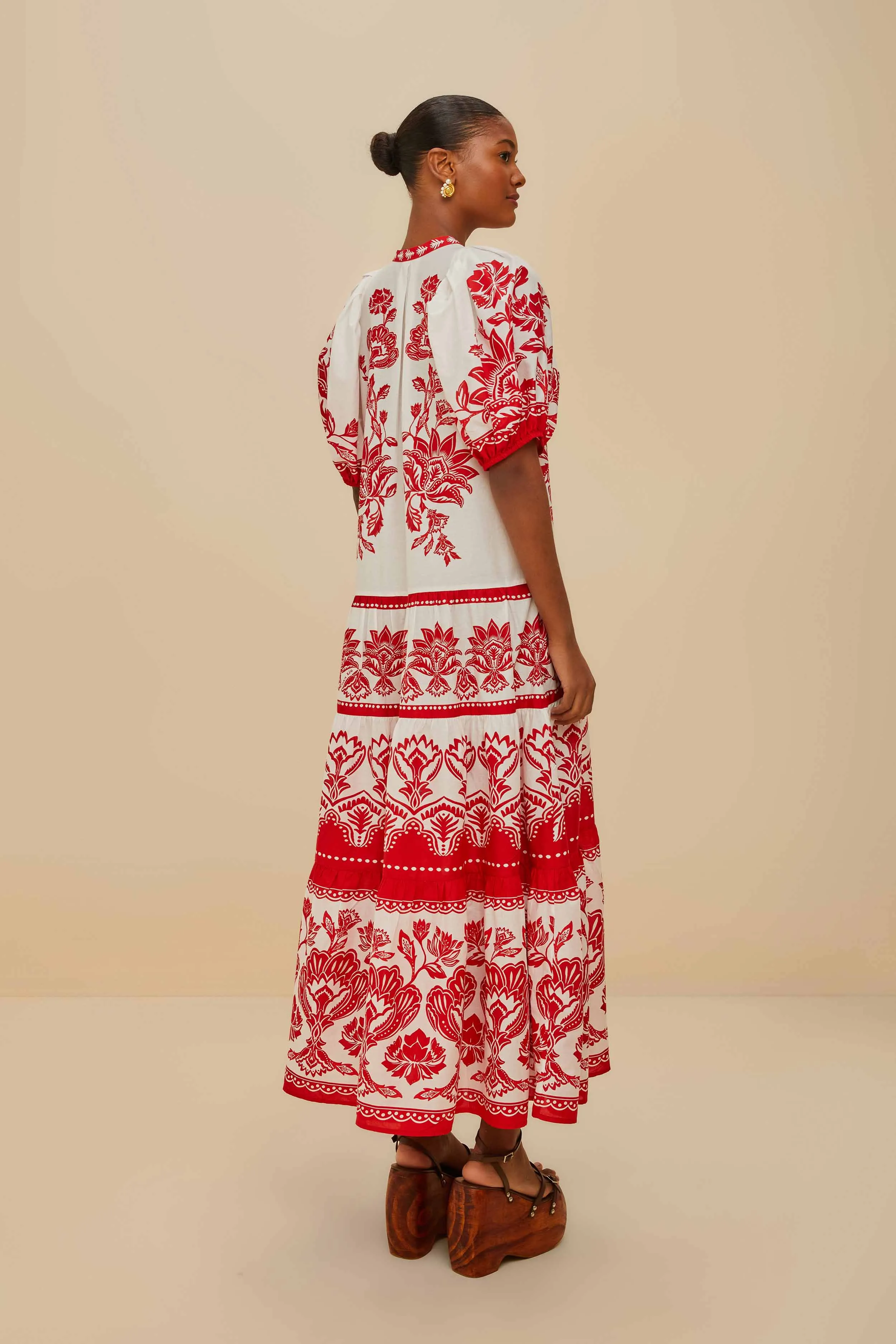 Off-White Boho Garden Short Sleeve Midi Dress Rock Bay Coastal Path